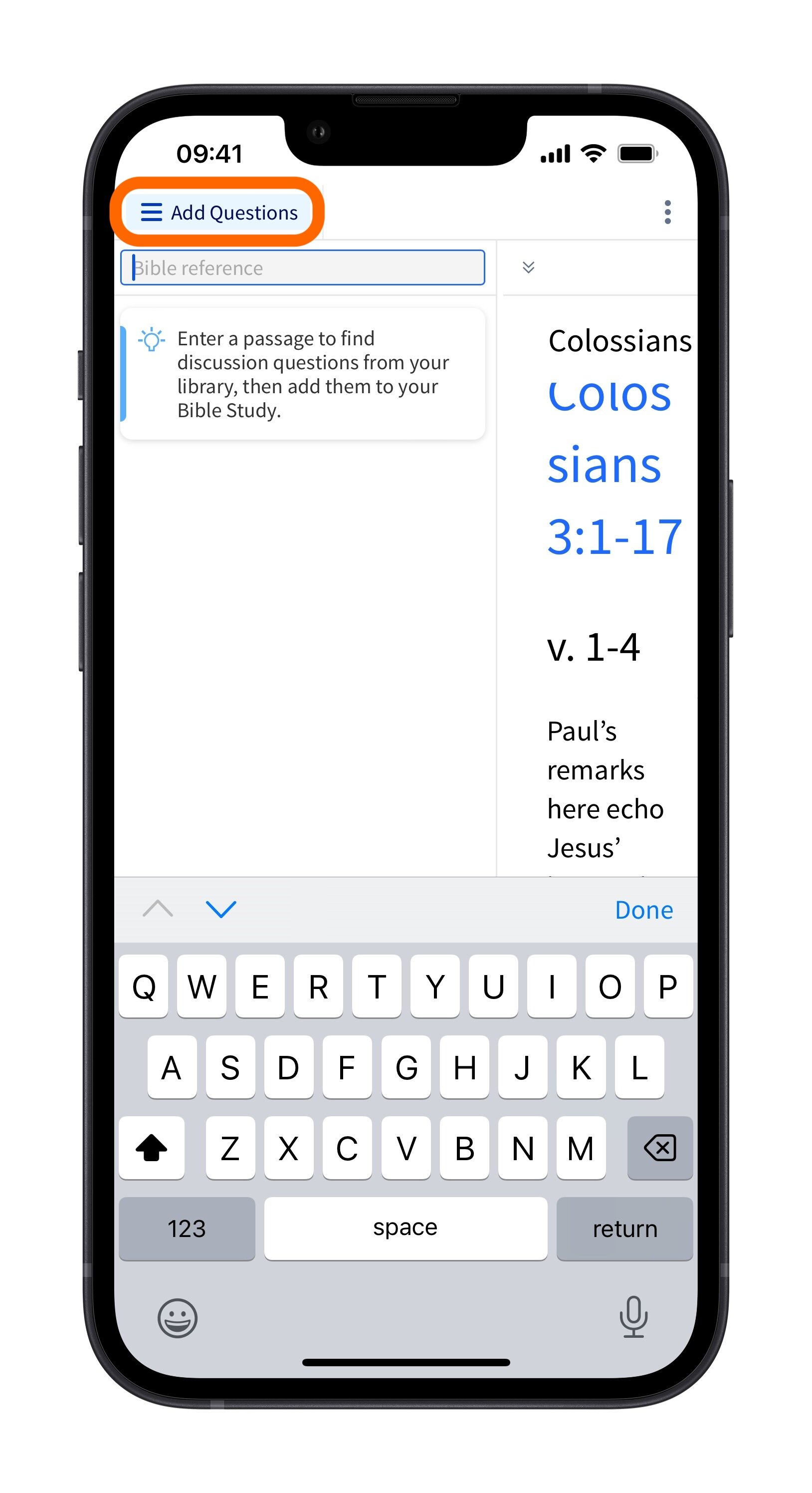Activate Questions Pane