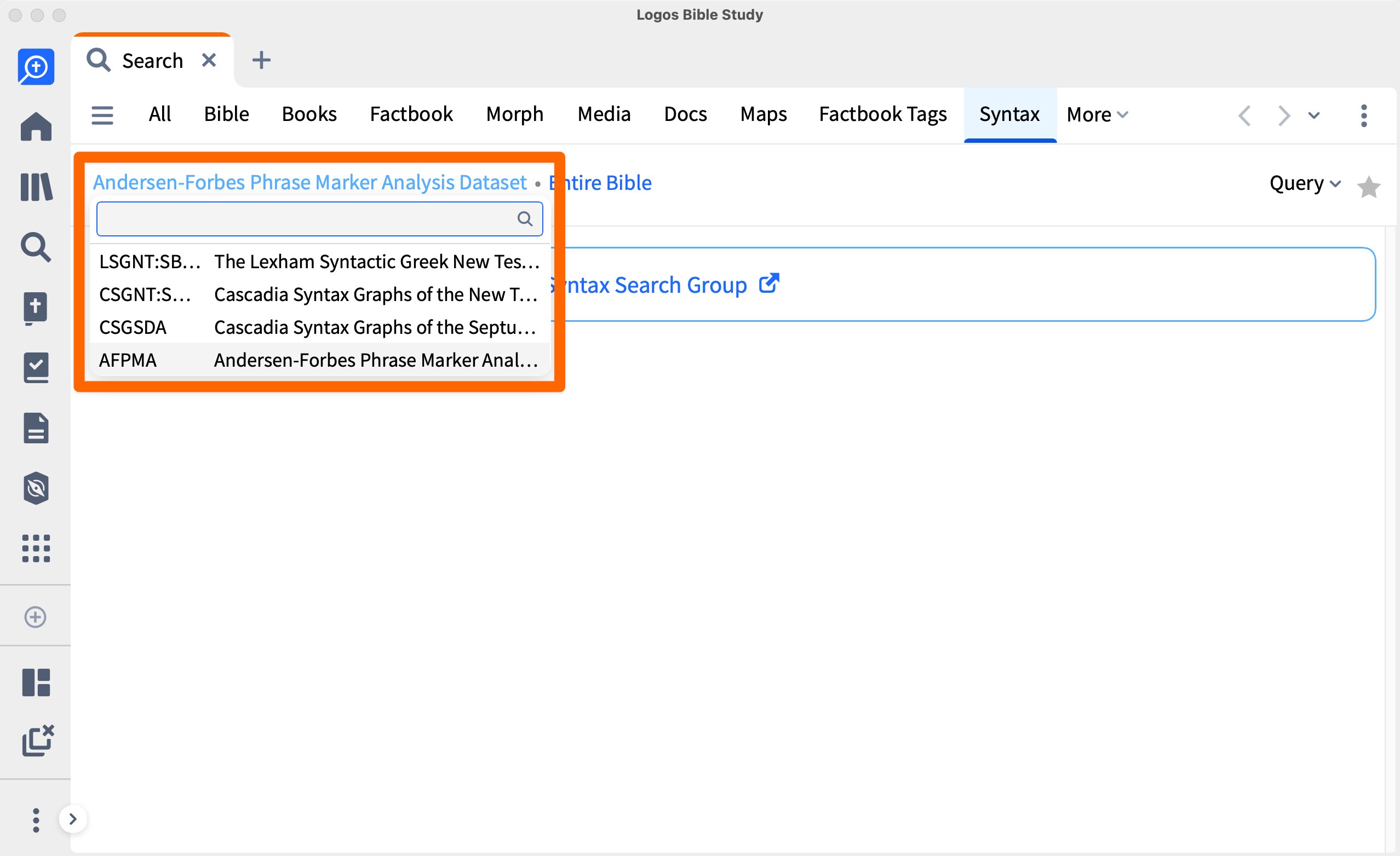 Resource Selection Showing Andersen Forbes Phrase Marker Analysis Resource Selected
