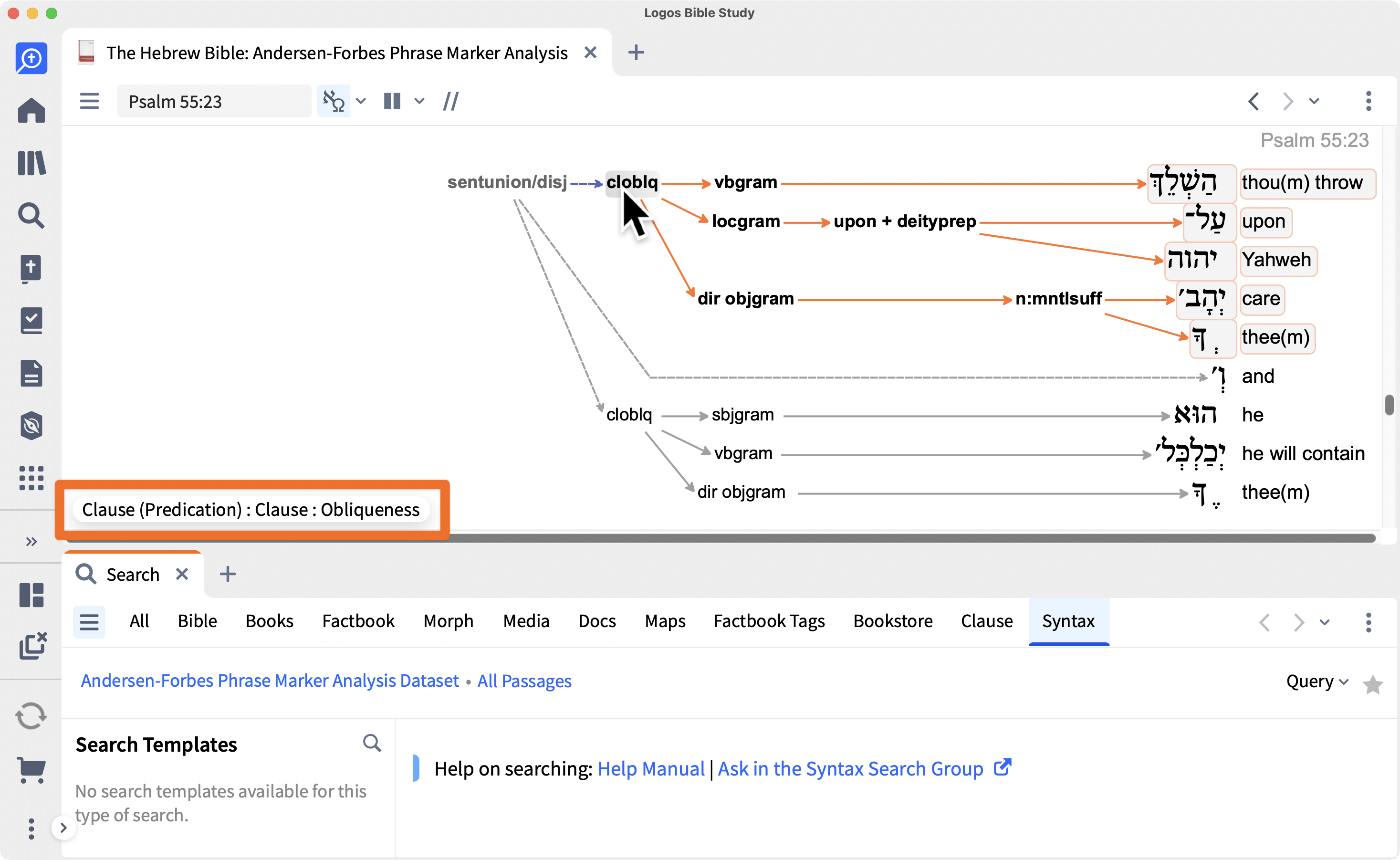 Hovering Over Clause Oblique To Show Popup Explanation