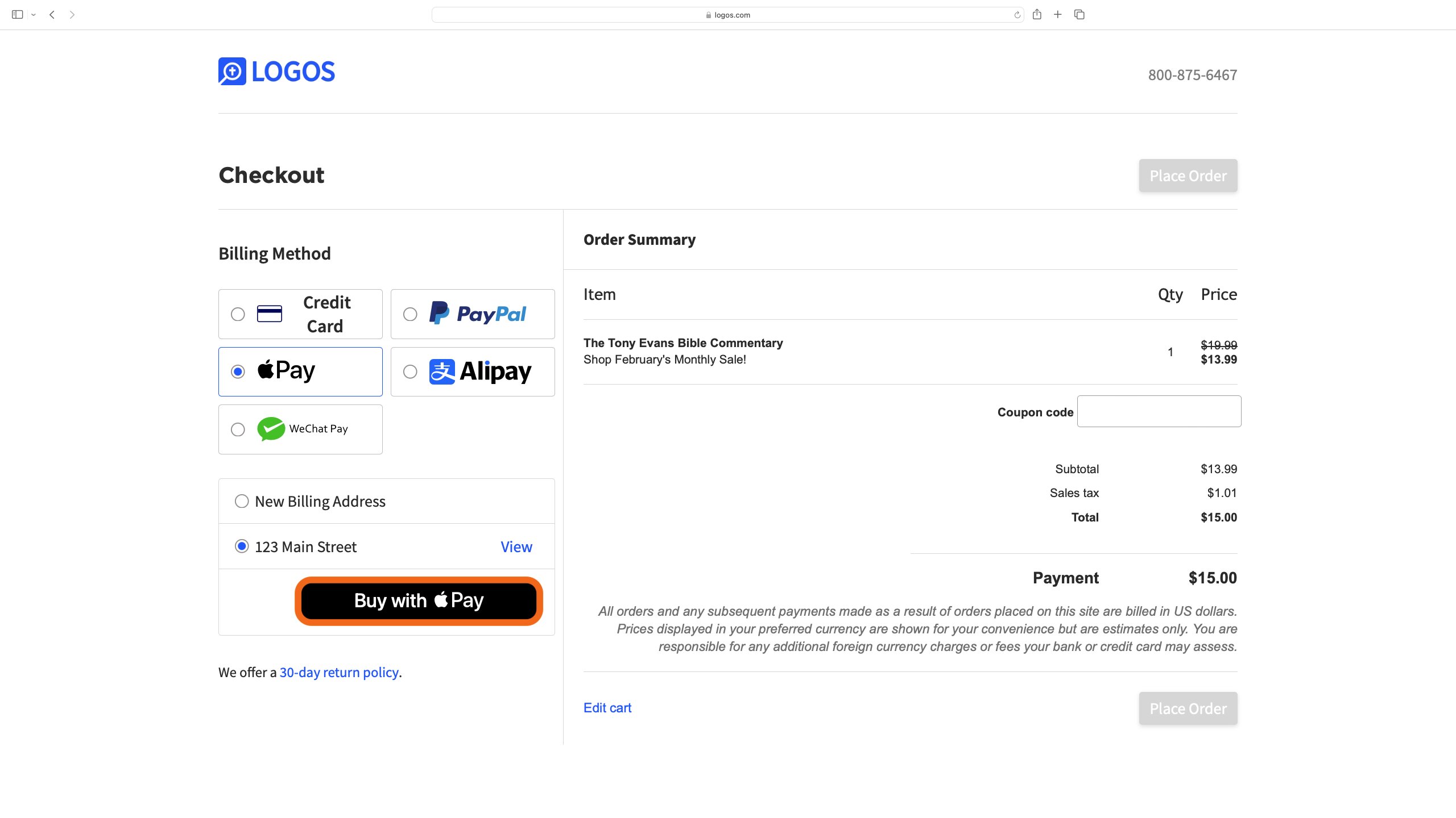 Click Buy With Apple Pay