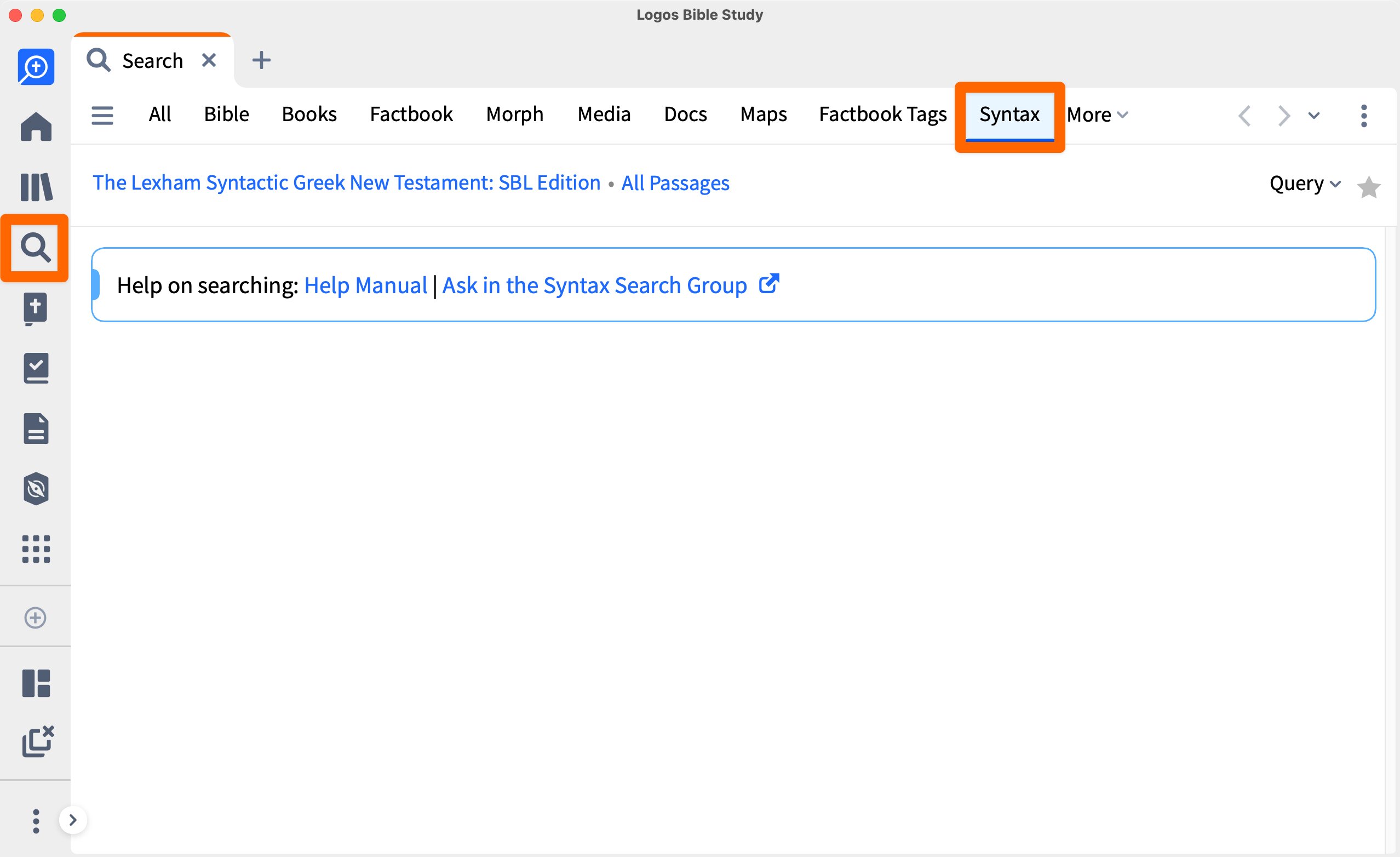 Syntax Search Tab Visible