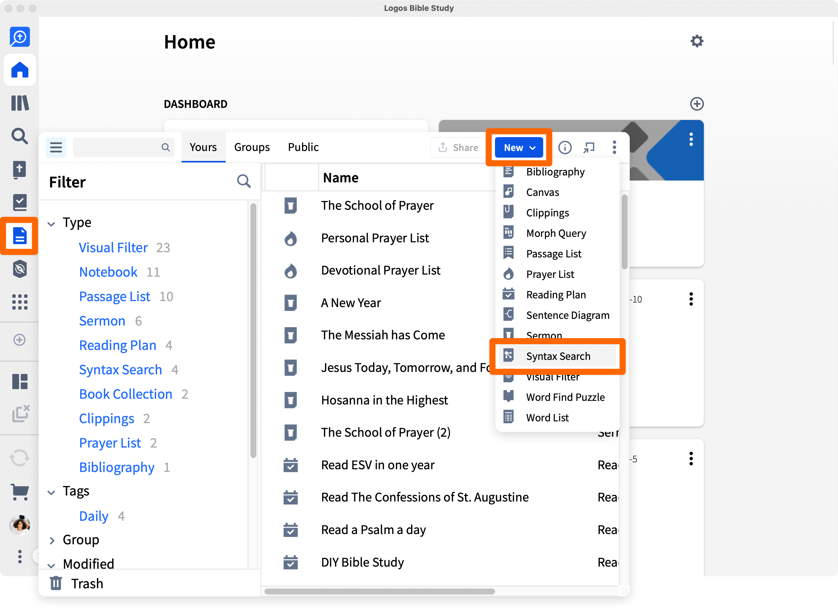 Syntax Search New Doc Highlighted