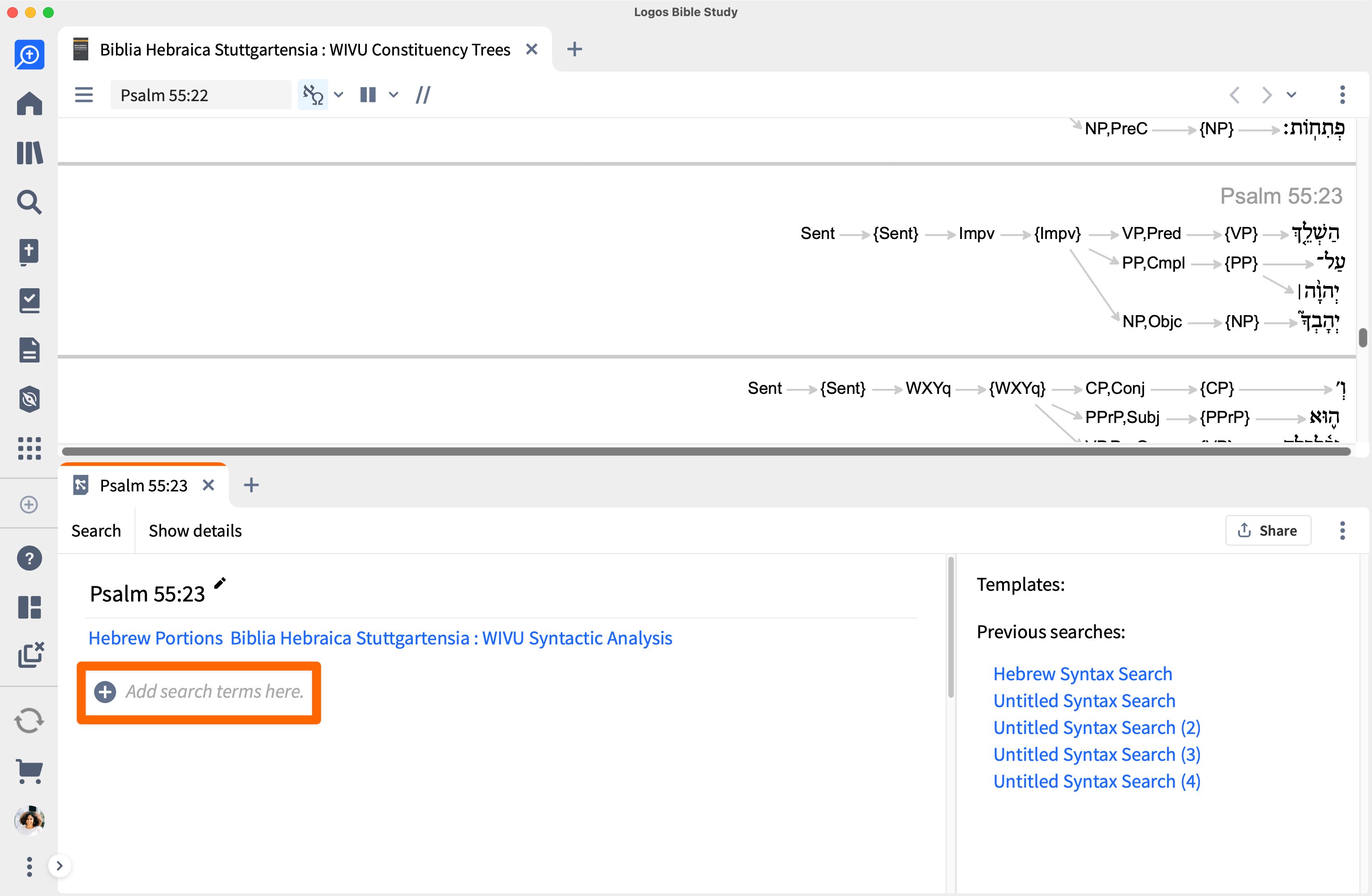 Add Search Terms To The Document Showing