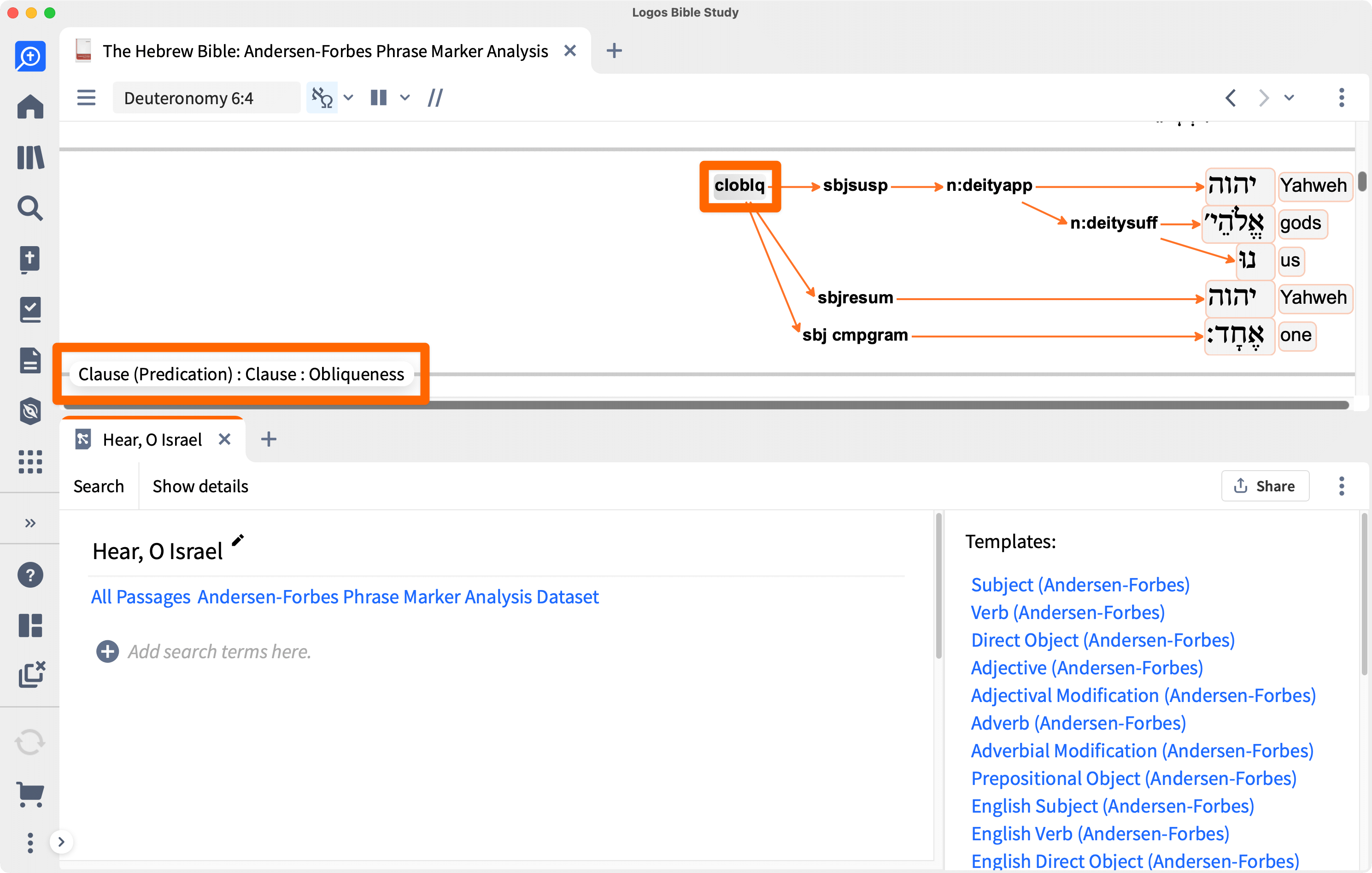Clause Predication Tooltip For Hear O Israel