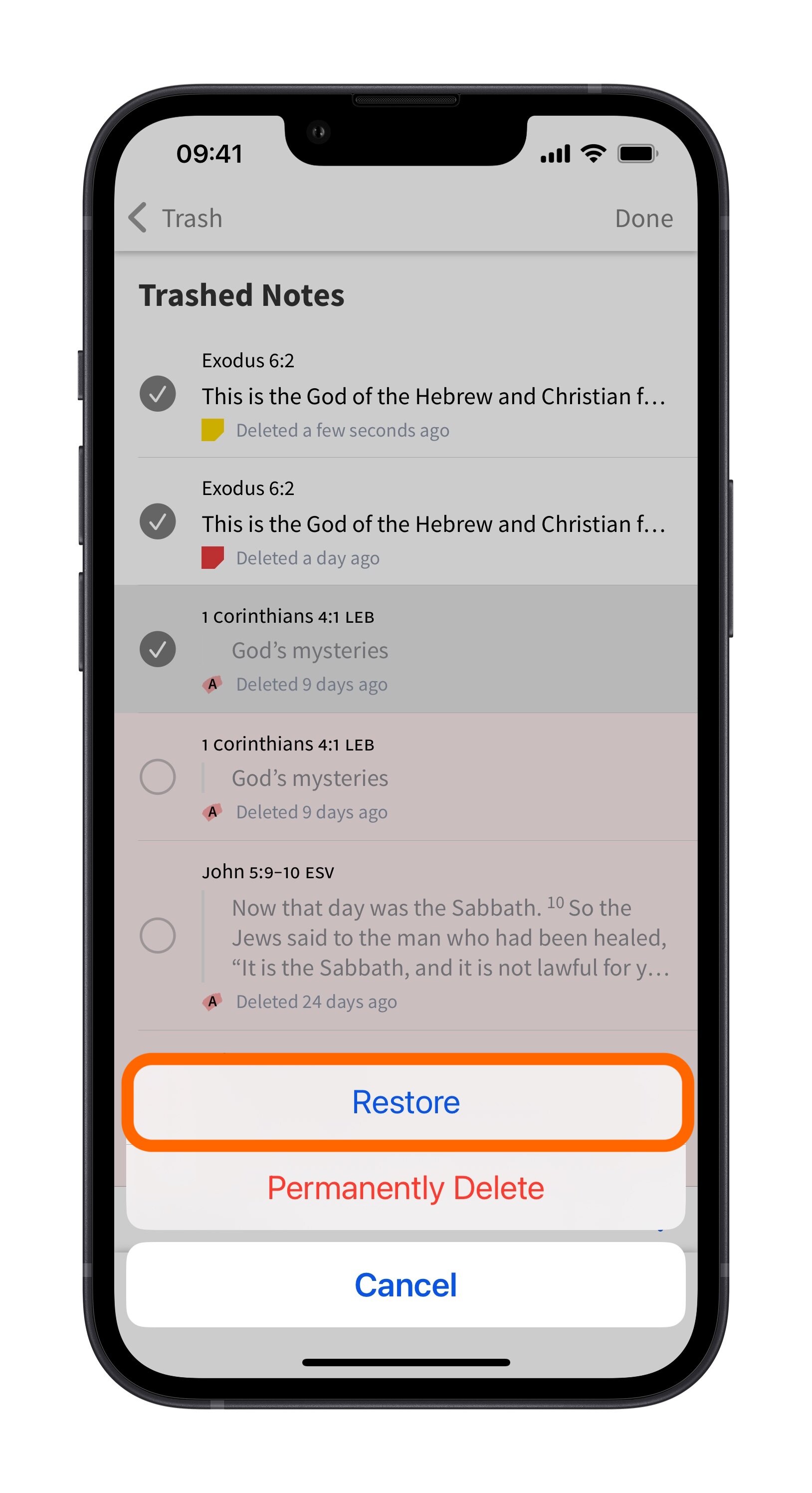 Tap Restore