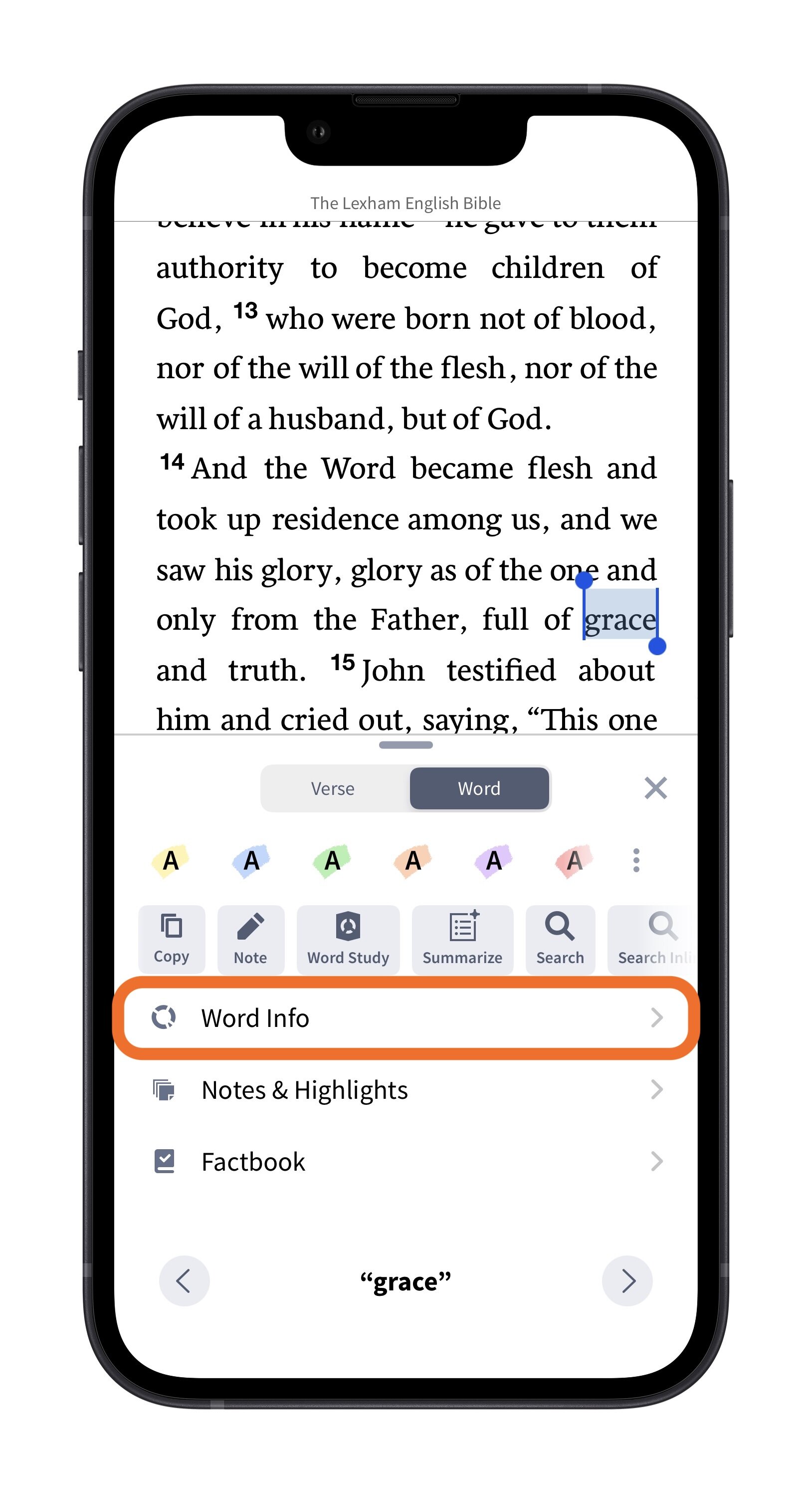 Tap A Word And Select Word Info