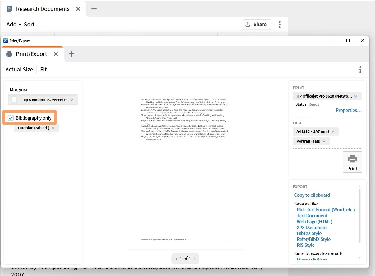 Exclude your Notes from Export by Checking Bibliography Only