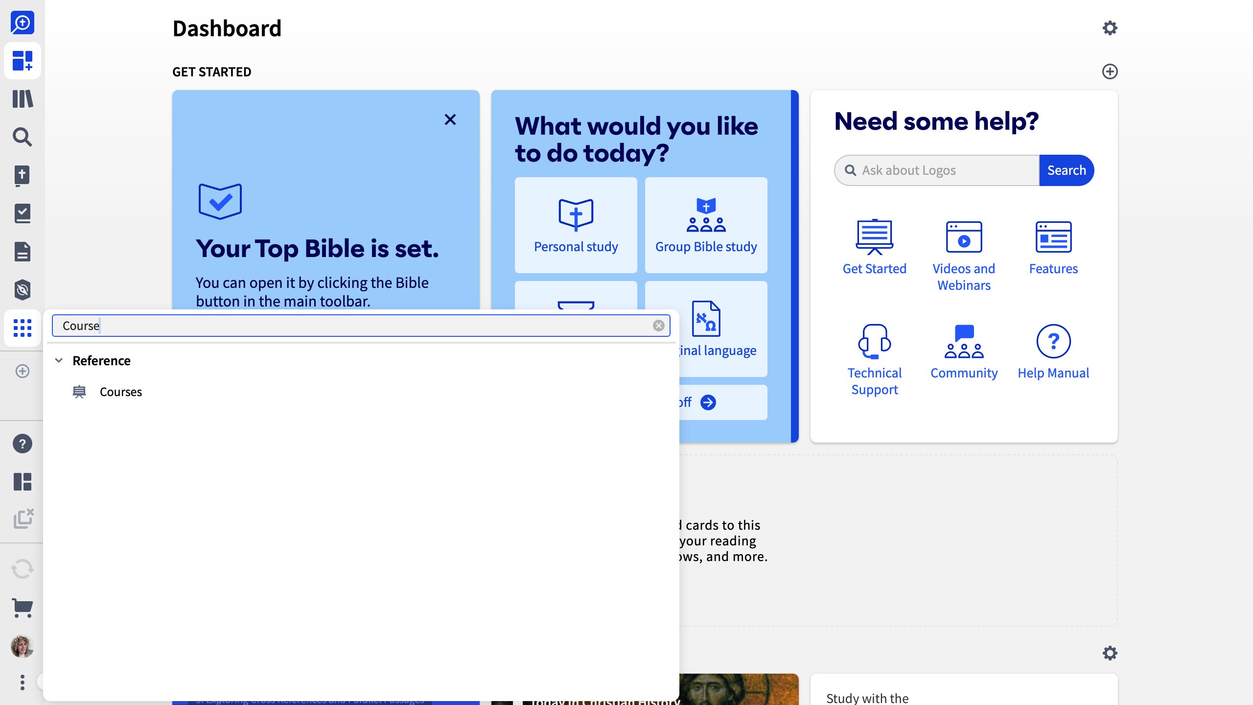 Open Courses From The Tools Menu