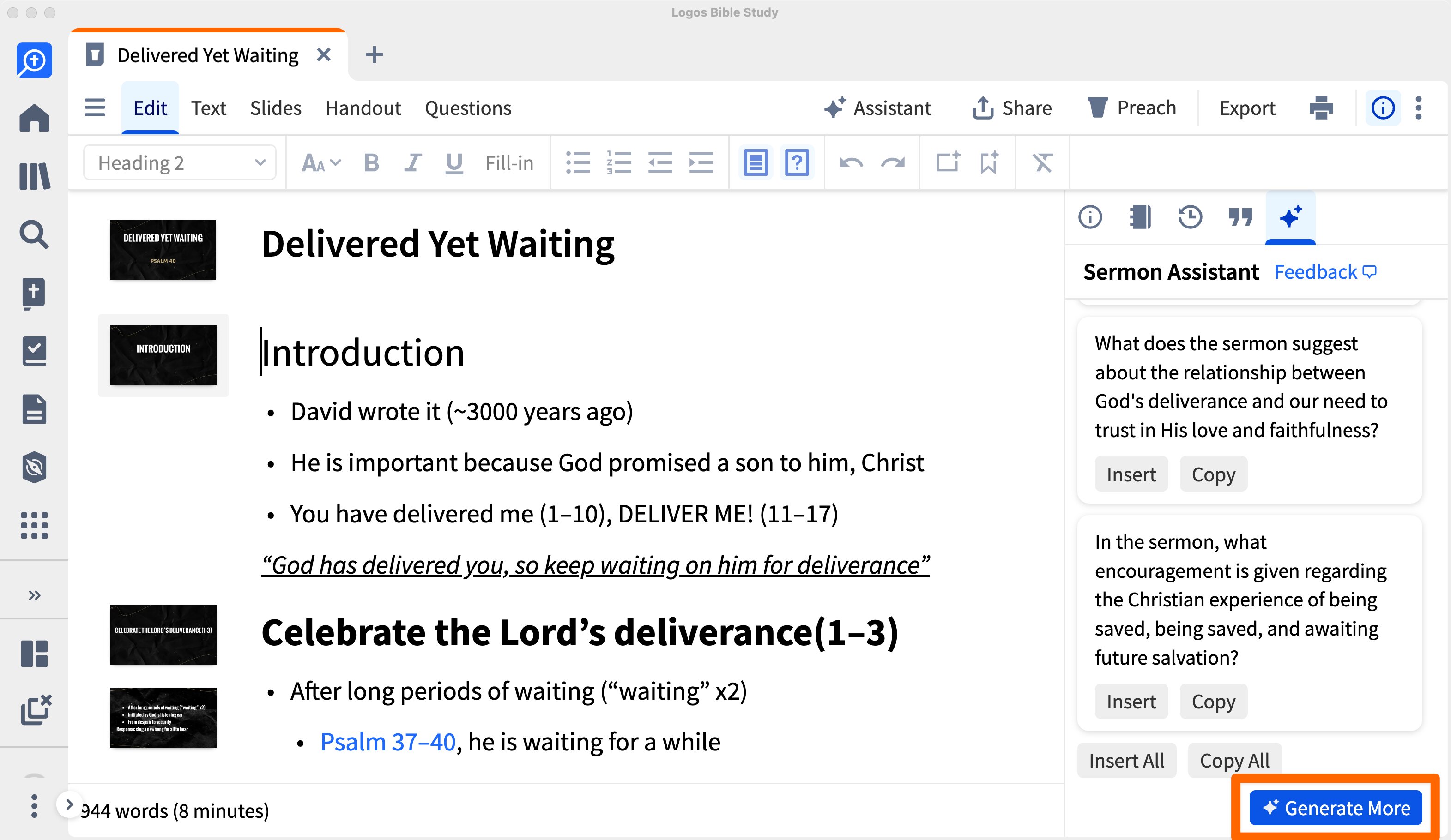 Sermon Illustration Sidebar With More Results Button Highlighted