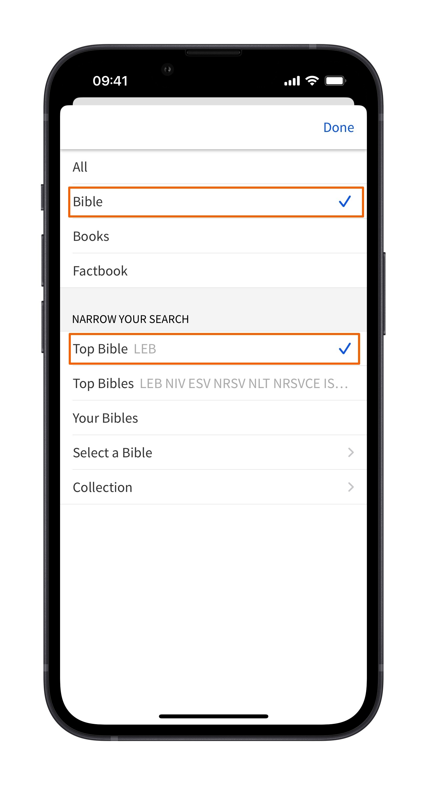 Mobile - Select Bible Search