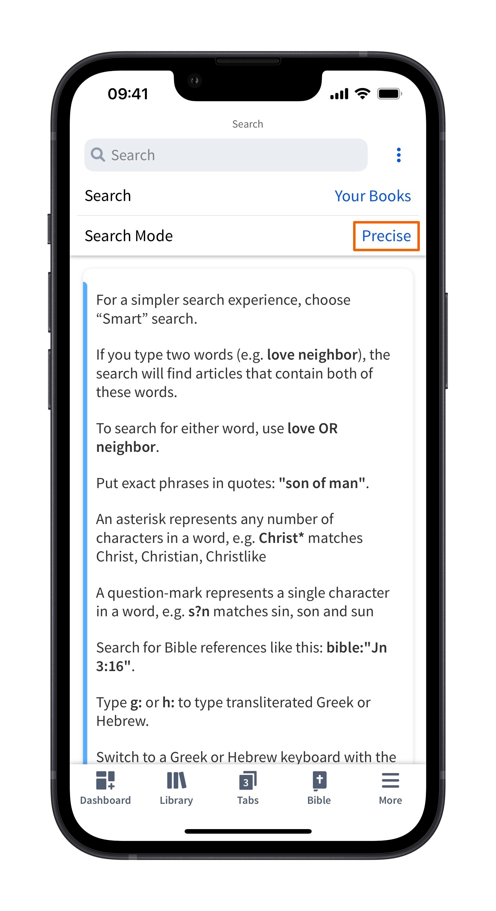 Mobile - Books Search Mode Toggle