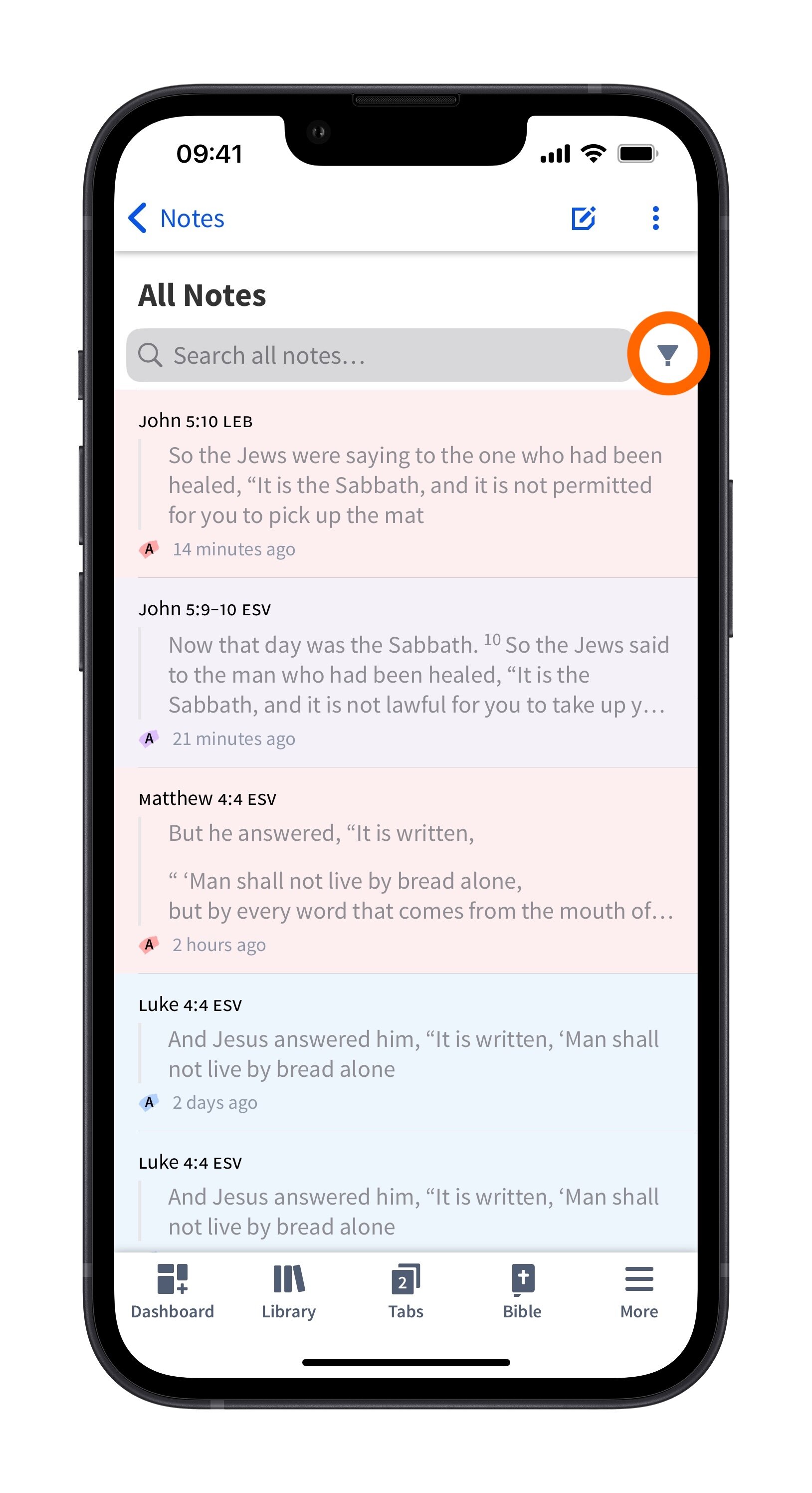 Filter your notes