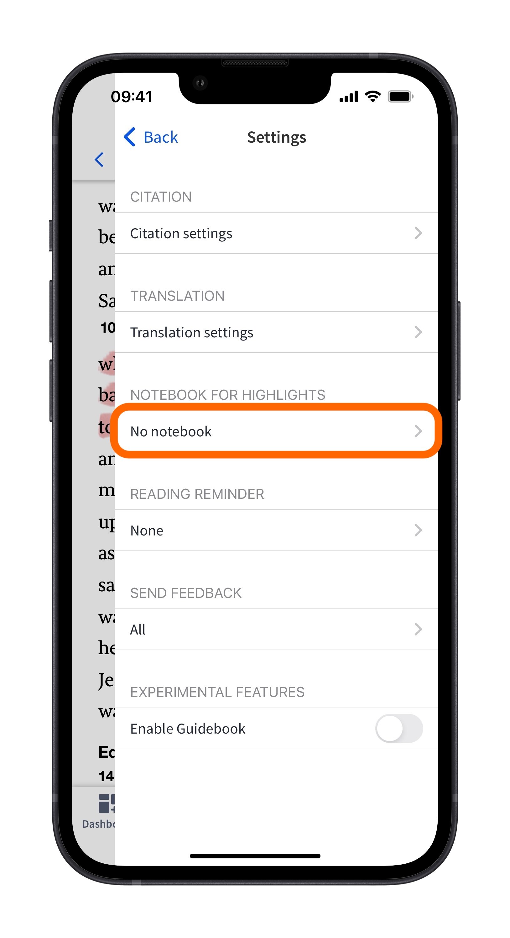 Assign a highlight notebook