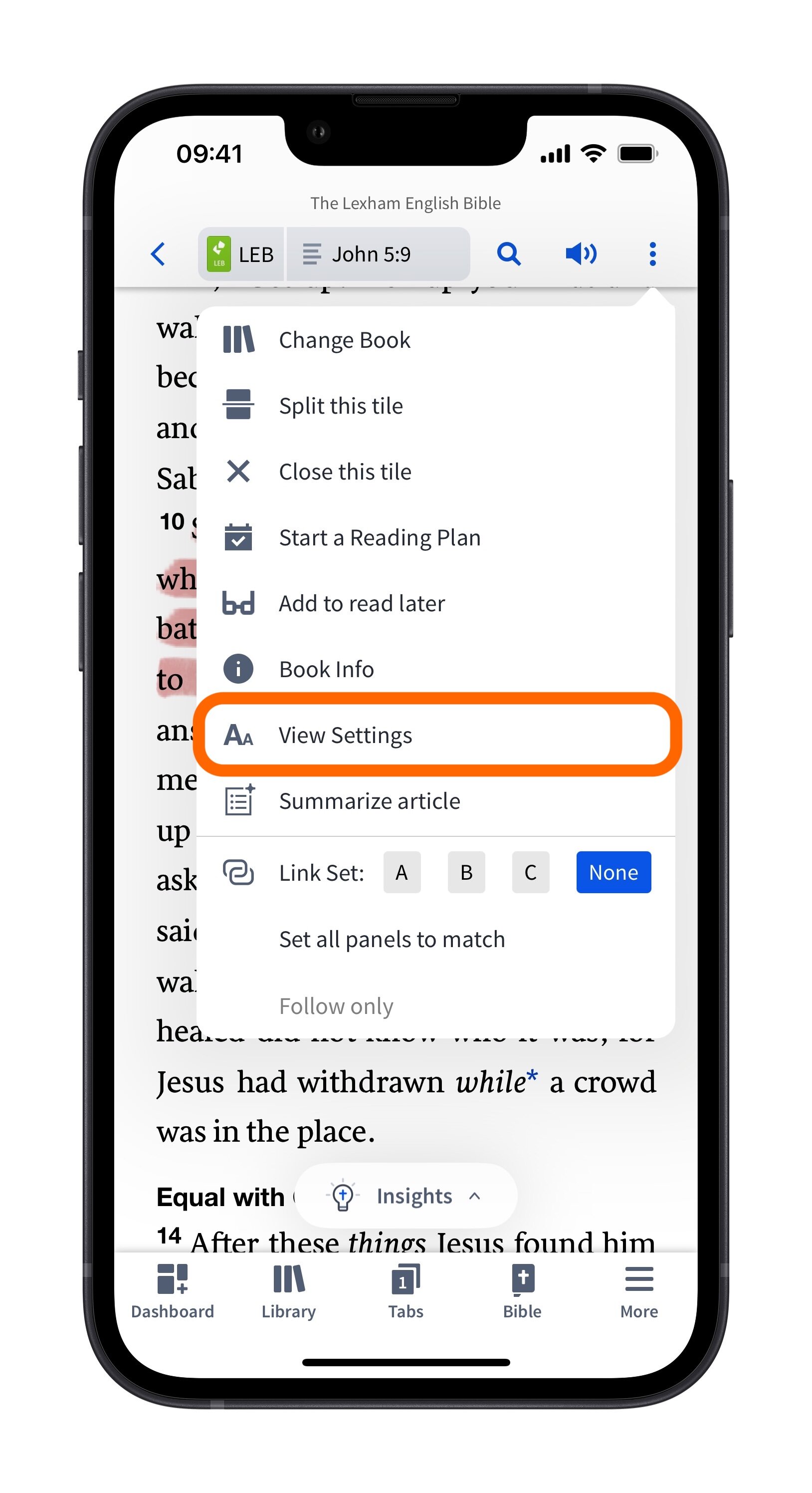 Tap panel menu icon and then View Settings
