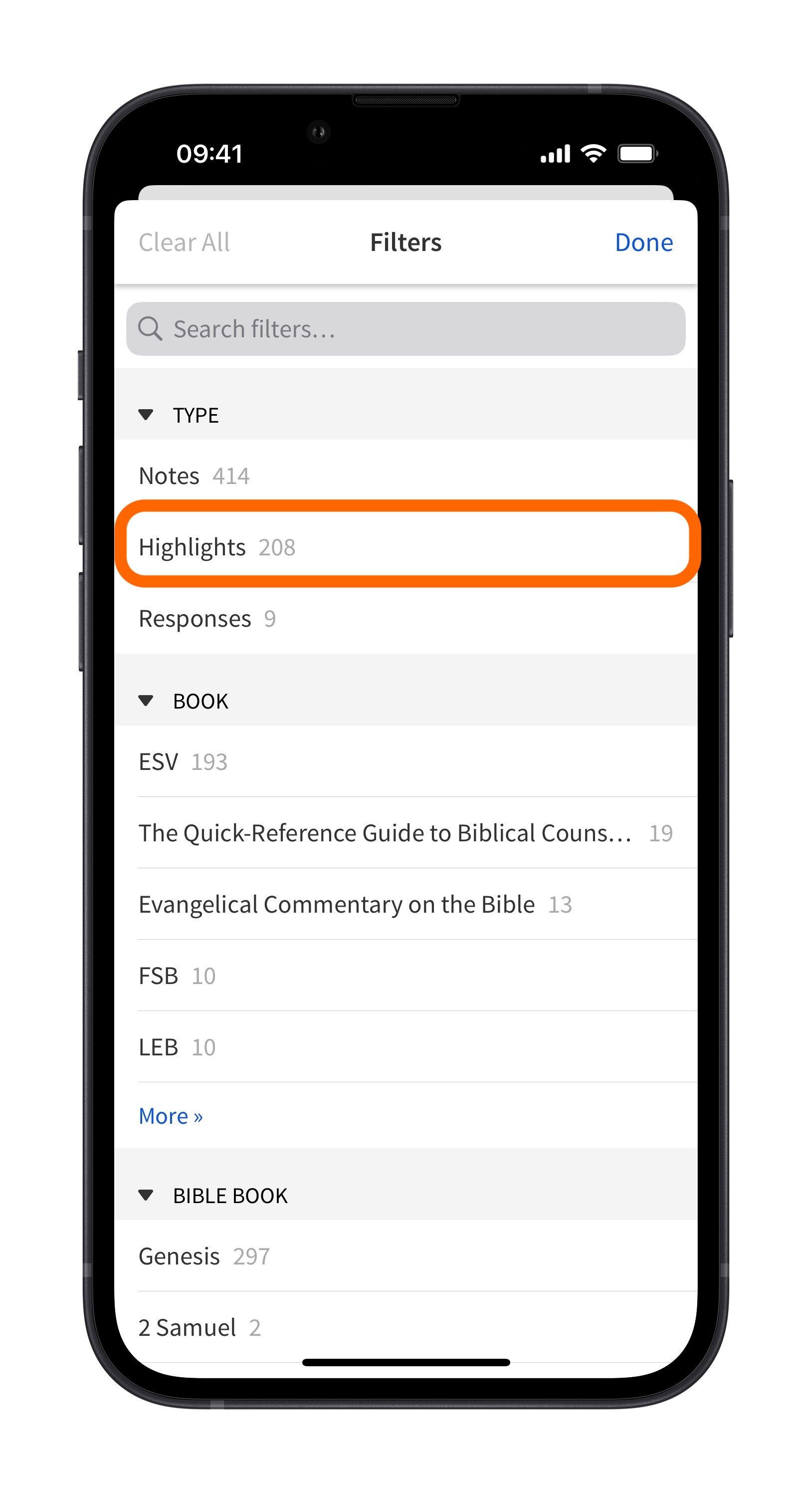 Apply Highlights filter