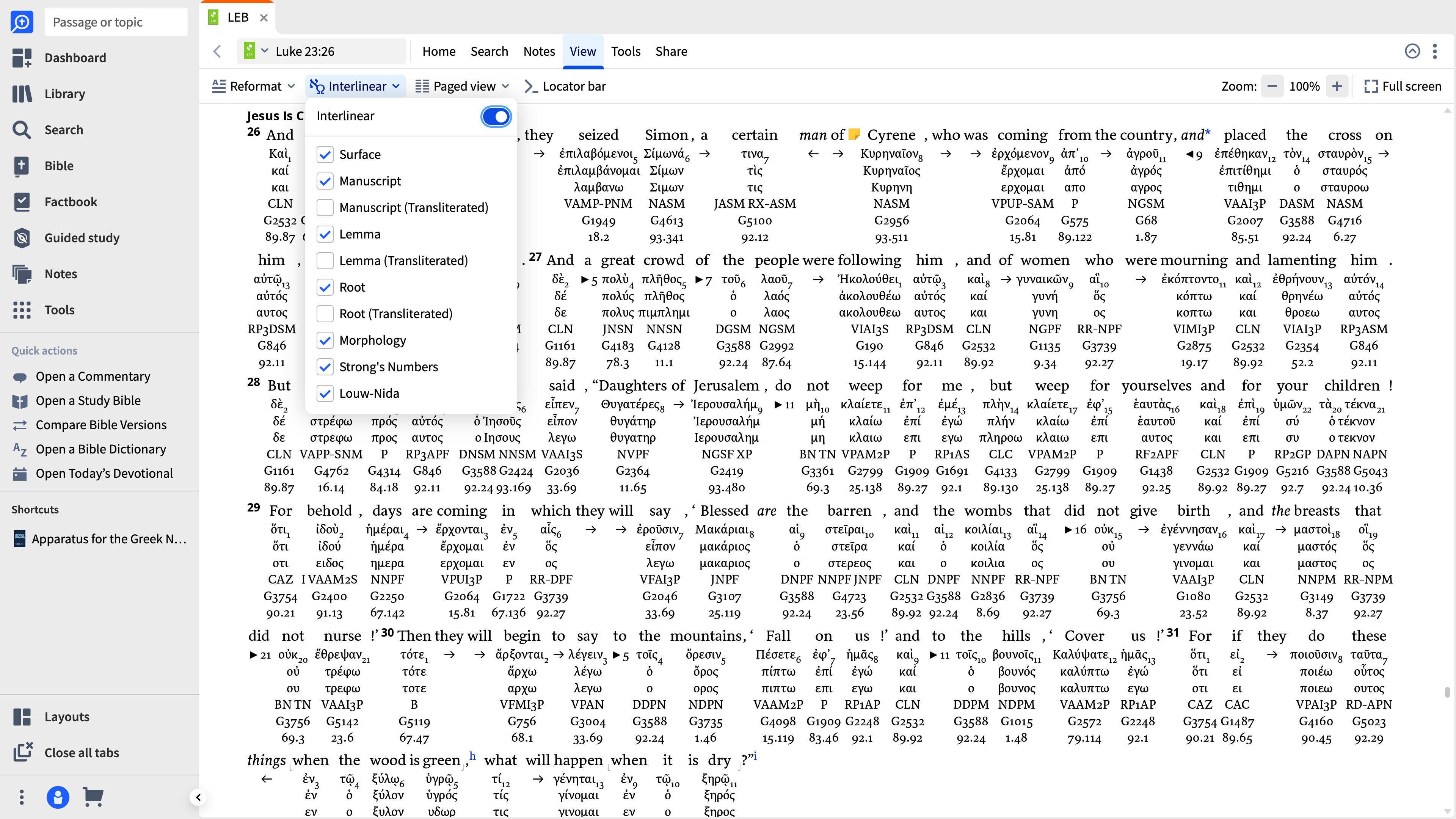 Customize The Reverse Interlinear
