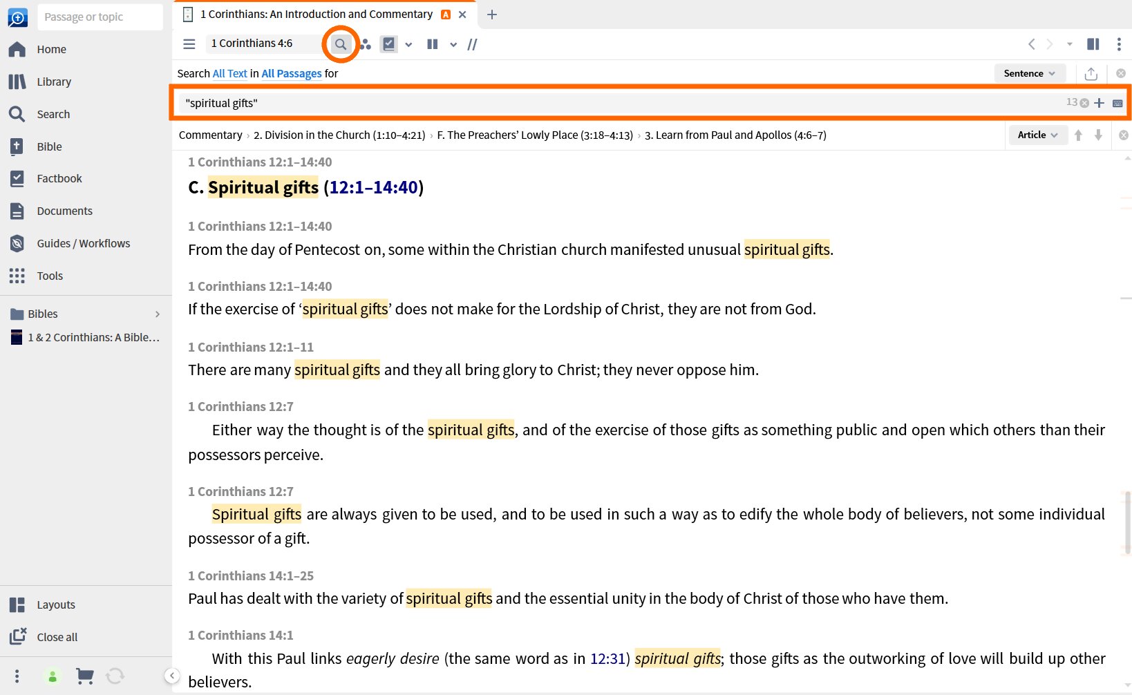 Perform an inline search