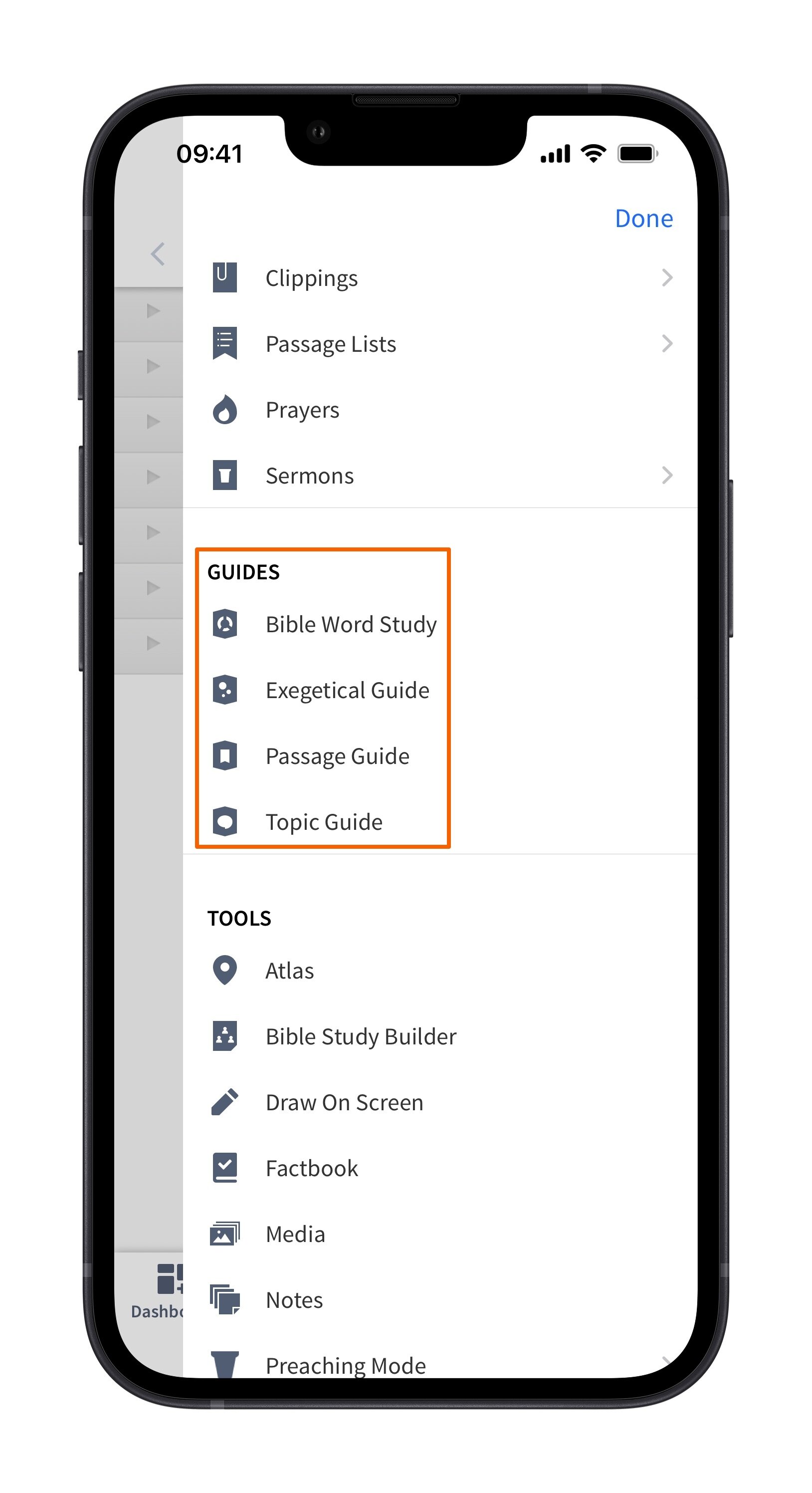 Open Guides From Actions Menu