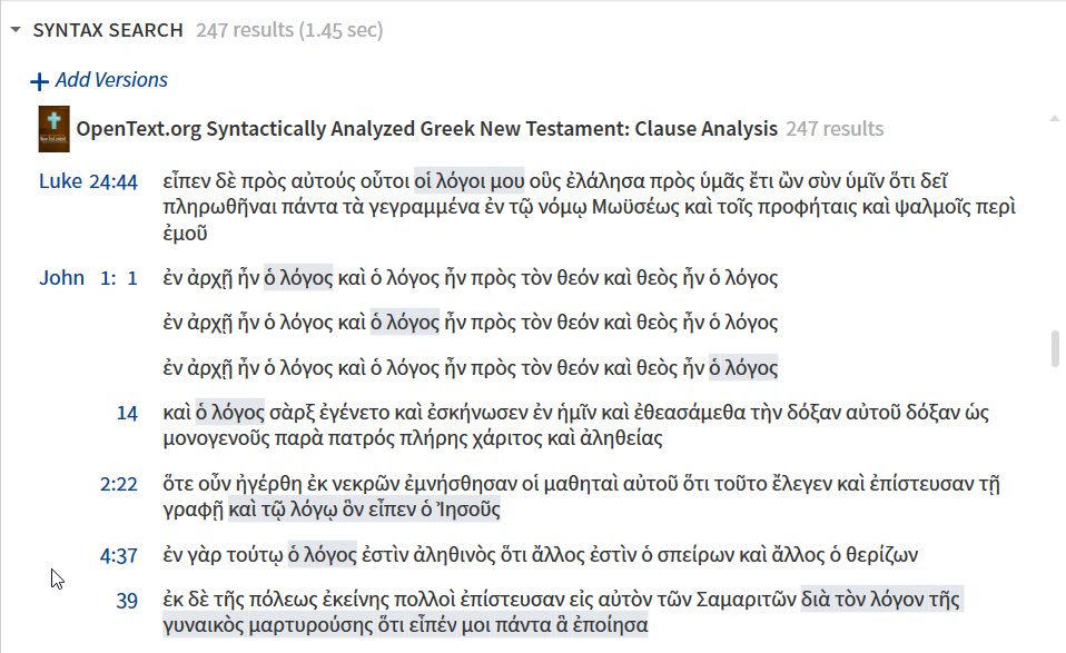 Sample OpenText Syntax Search Results