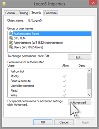 Open Advanced Security Settings