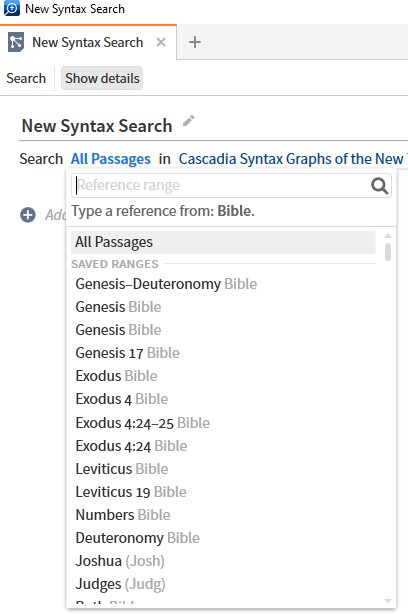 Specifying a Syntax Search Passage Range