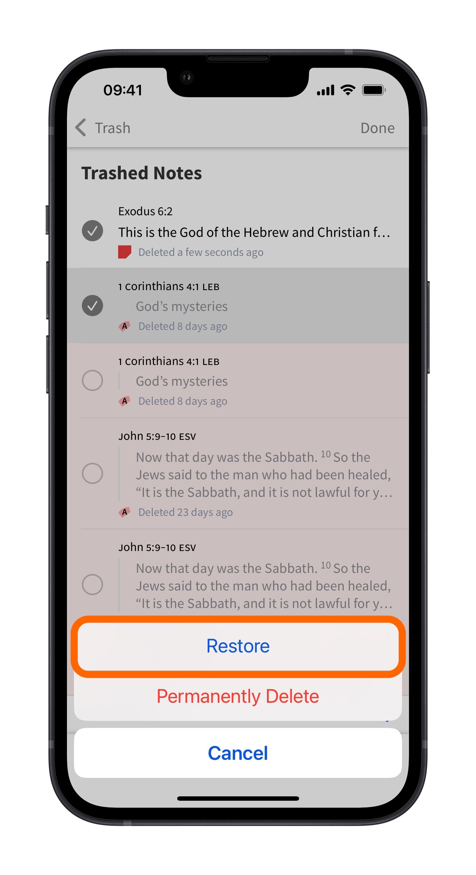 Tap Restore