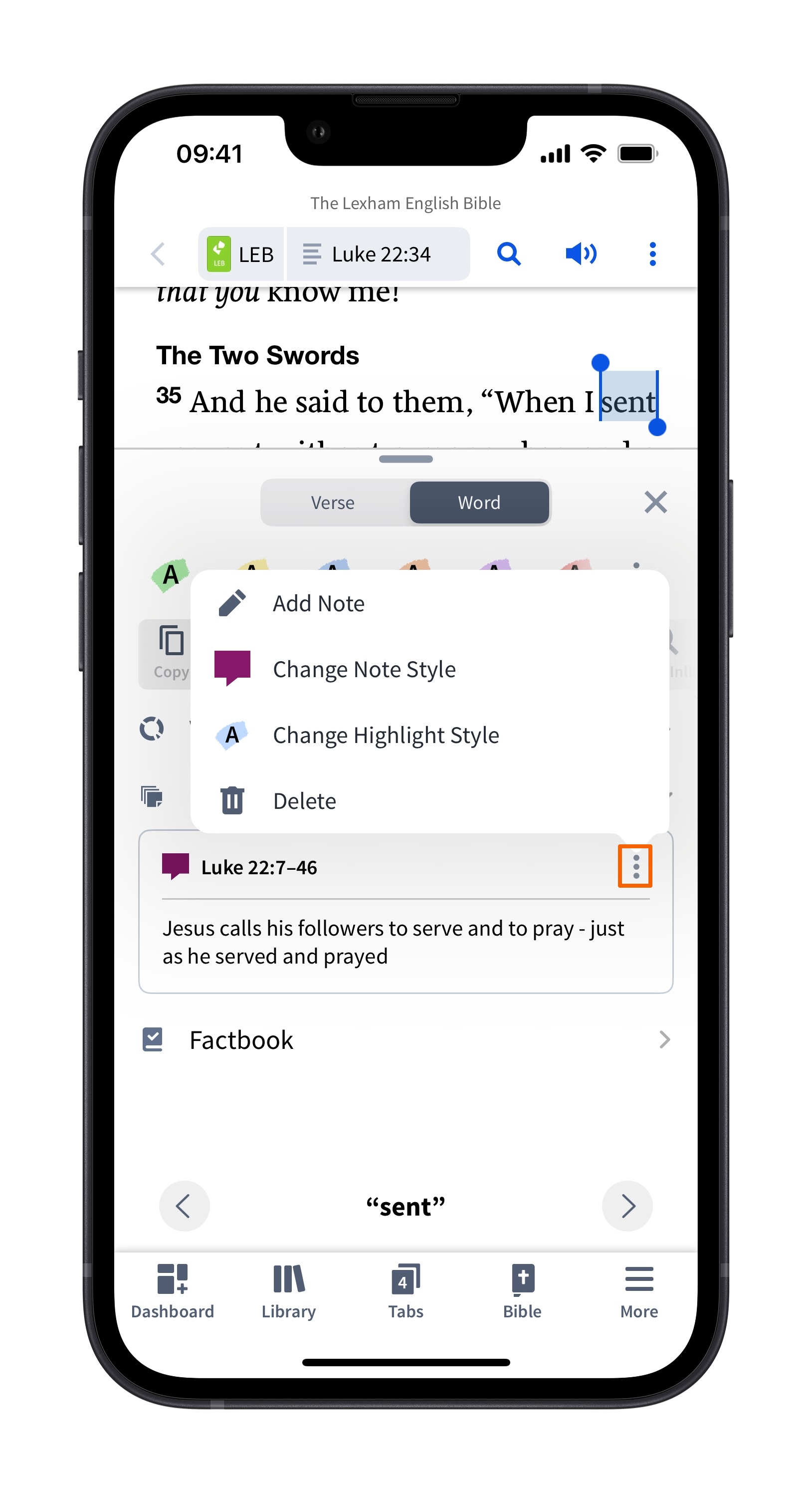 Mobile - Insights Word Notes & Highlights Actions