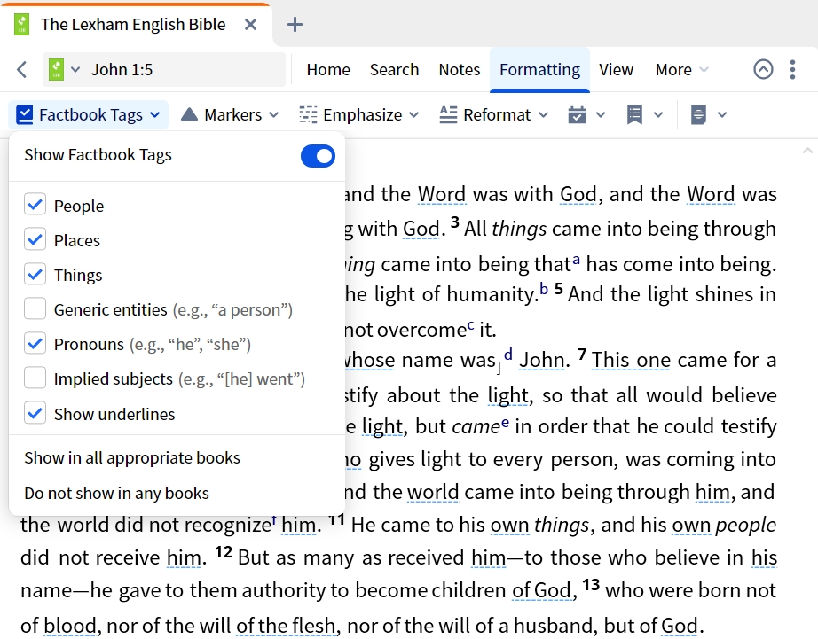 Factbook Tags - Offline Bible