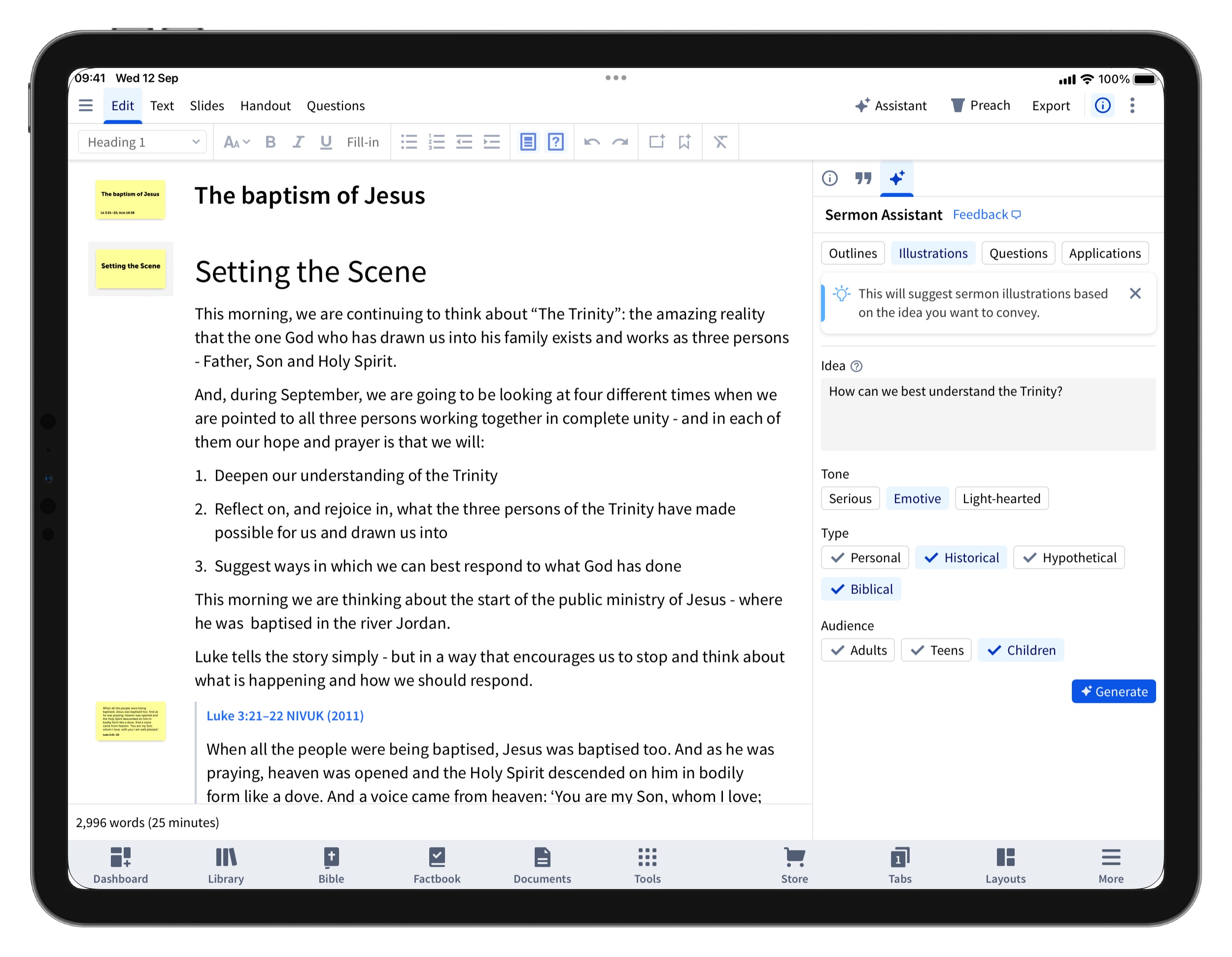 Mobile Sermon Assistant Generate Questions