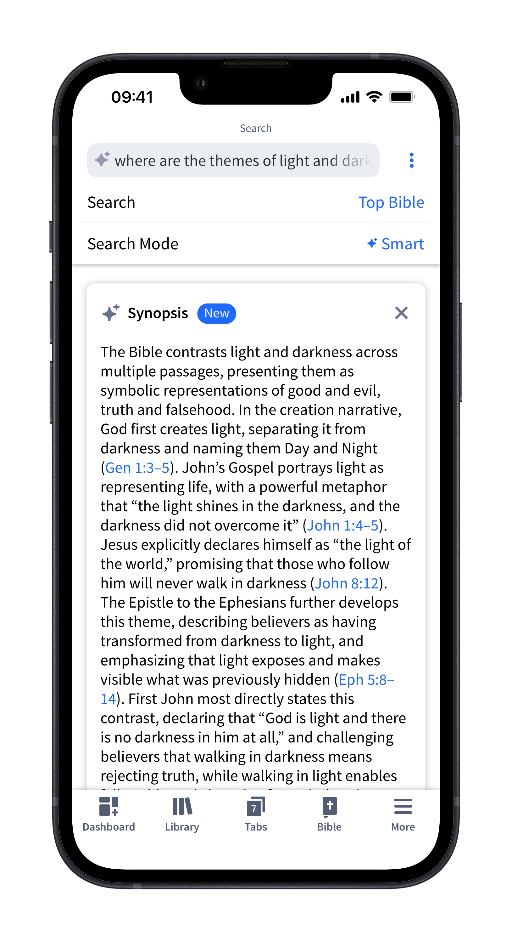 Bible Smart Search Light And Dark Synopsis (Mobile)