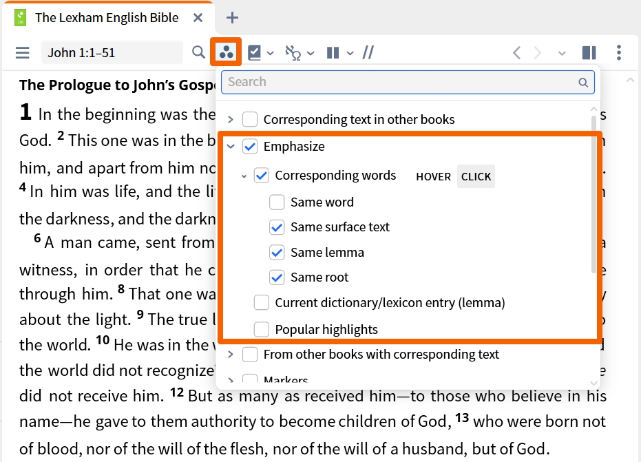 Resource Toolbar - Visual Filter Emphasize