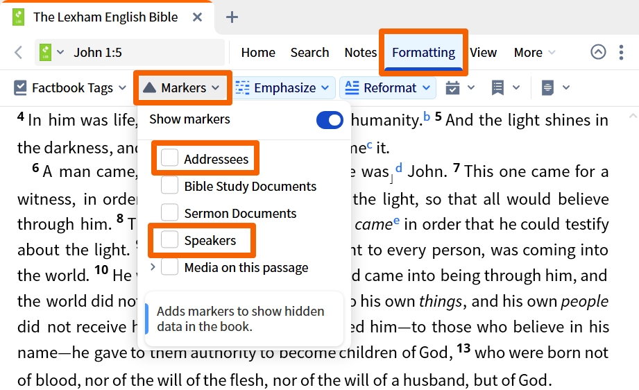 Dynamic Toolbar - Addressees And Speakers