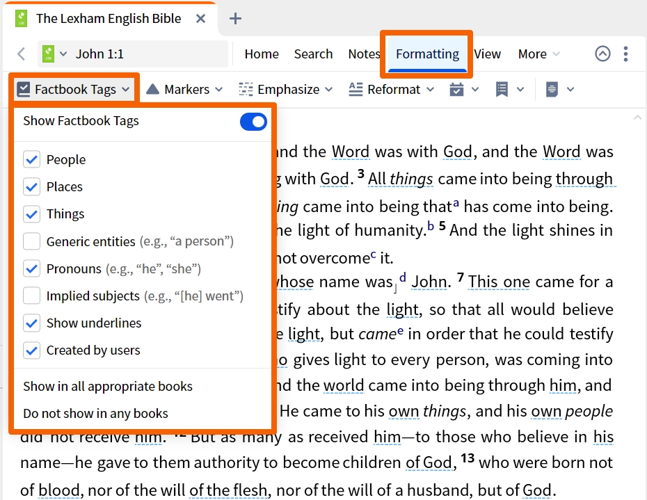 Dynamic Toolbar - Factbook Tags