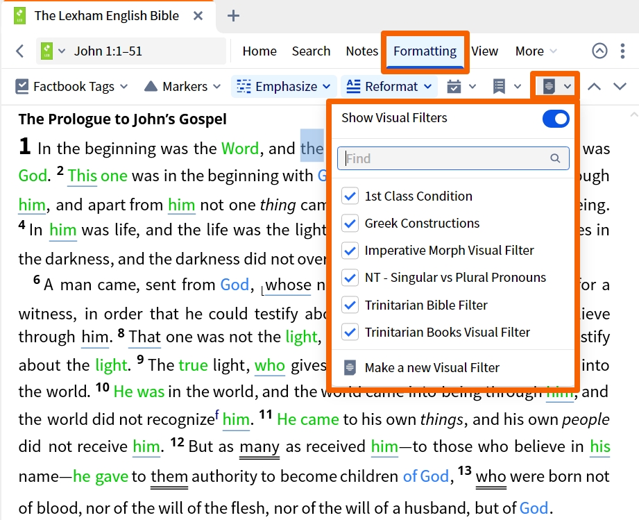 Dynamic Toolbar - Visual Filters
