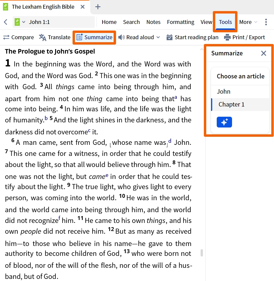 Dynamic Toolbar - Summarize