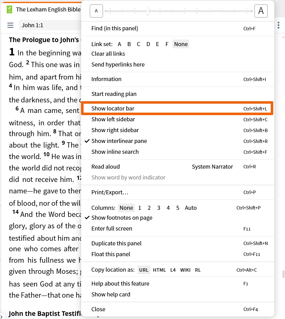 Resource Toolbar - Show Locator Bar