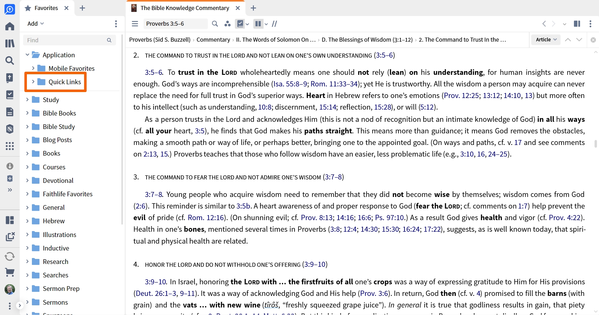 Quick links folder