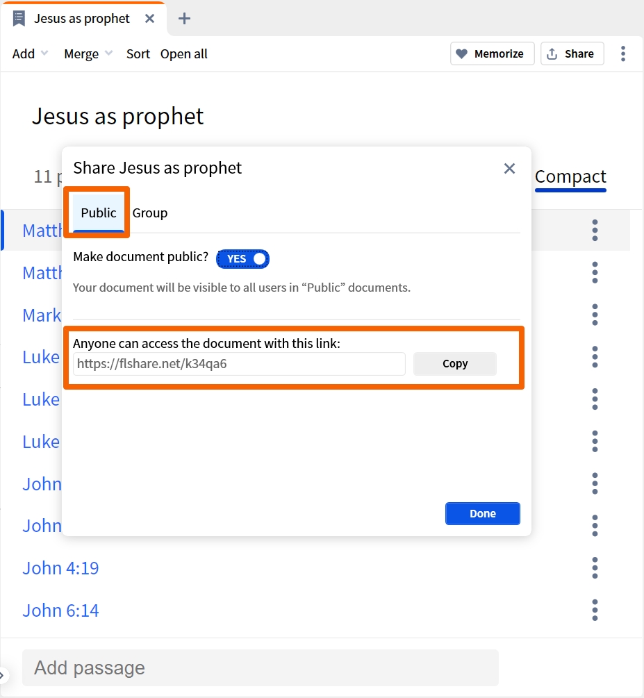 Link To Publicly Shared Document (Desktop)