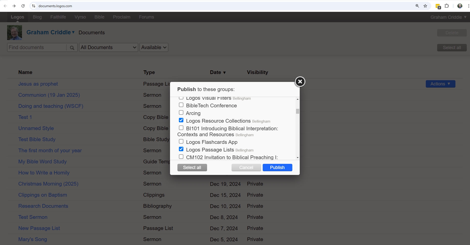 Publish Document To Groups
