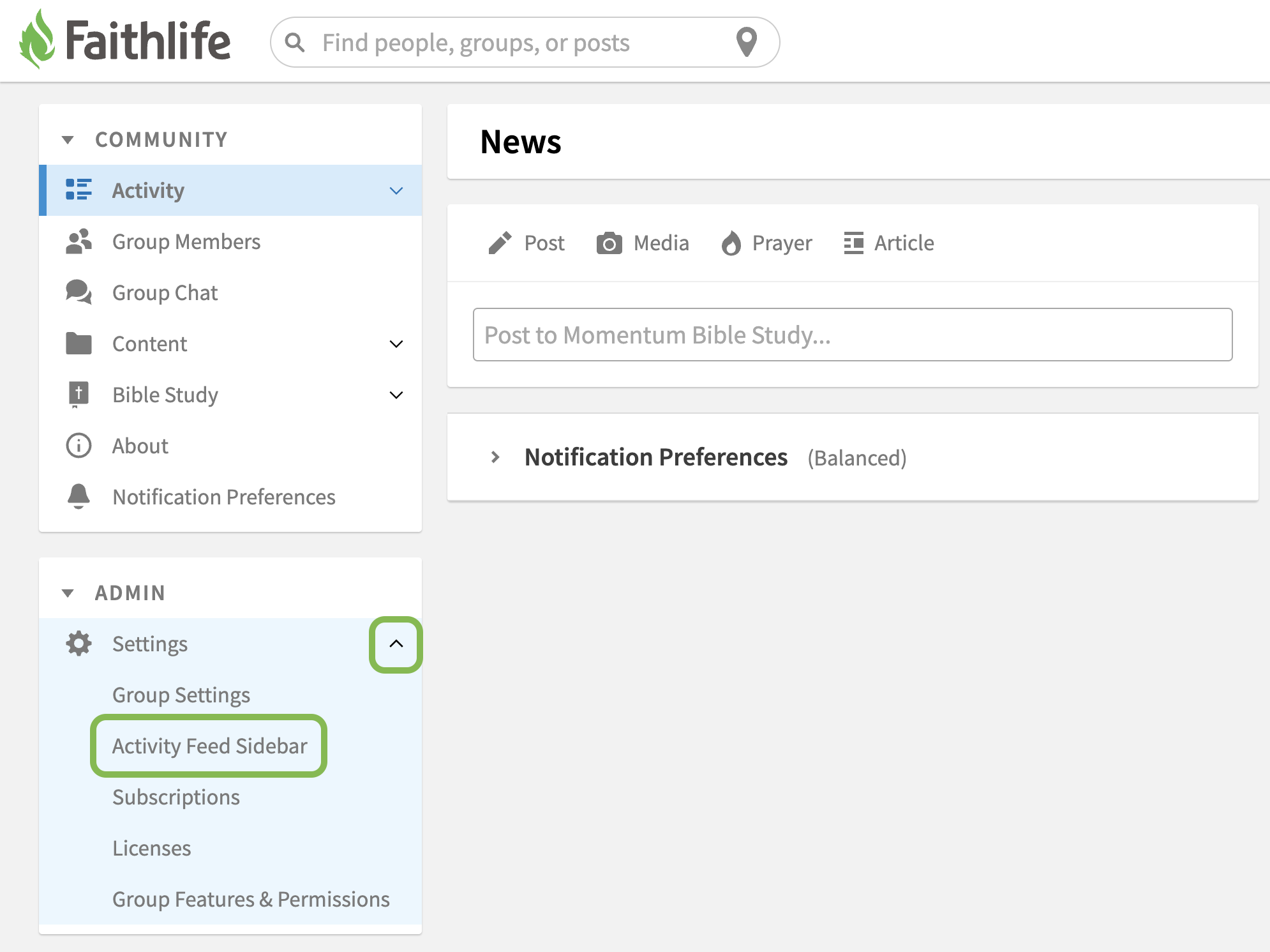 Activity Feed Sidebar