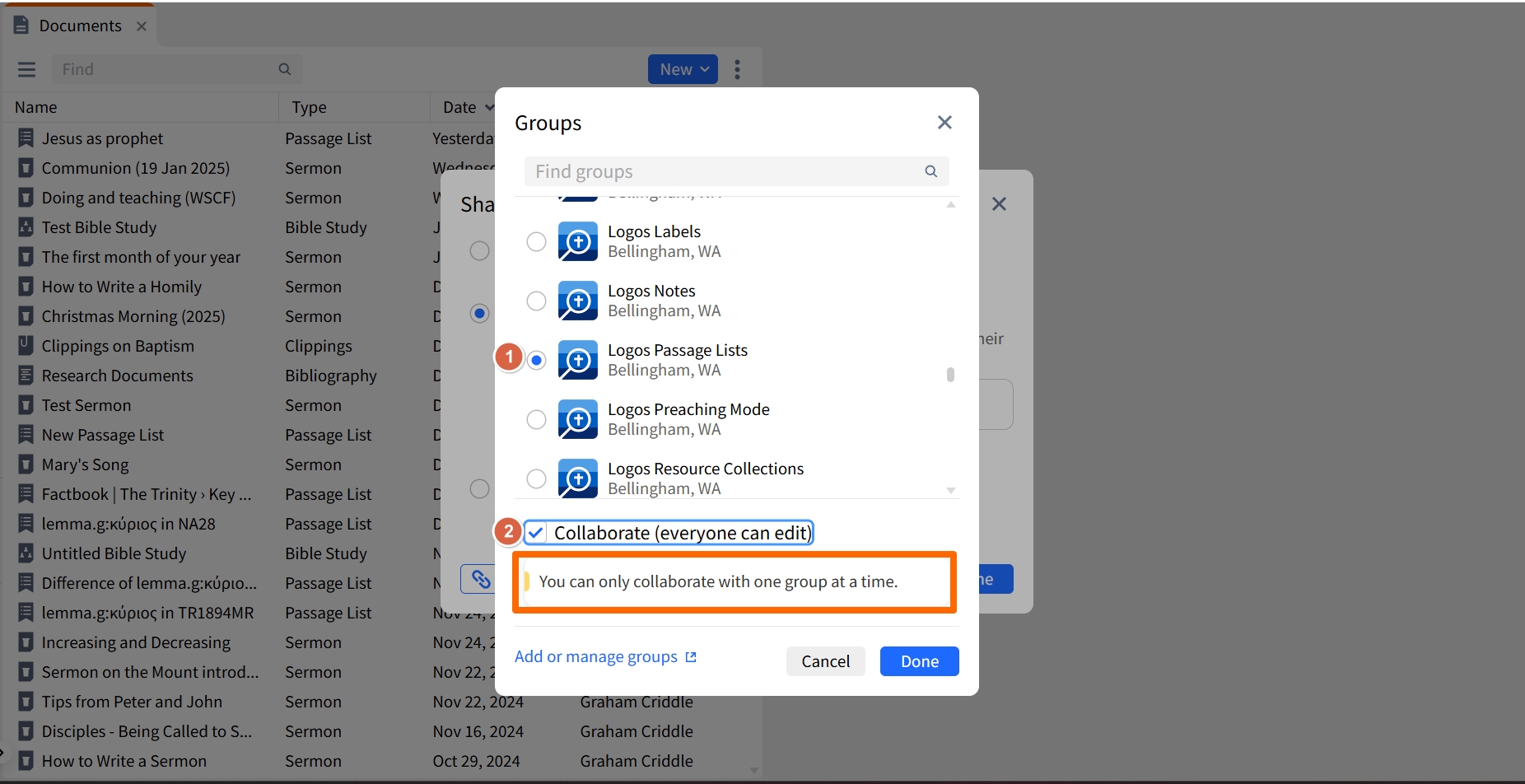 Specify Groups And Collaboration (Web)