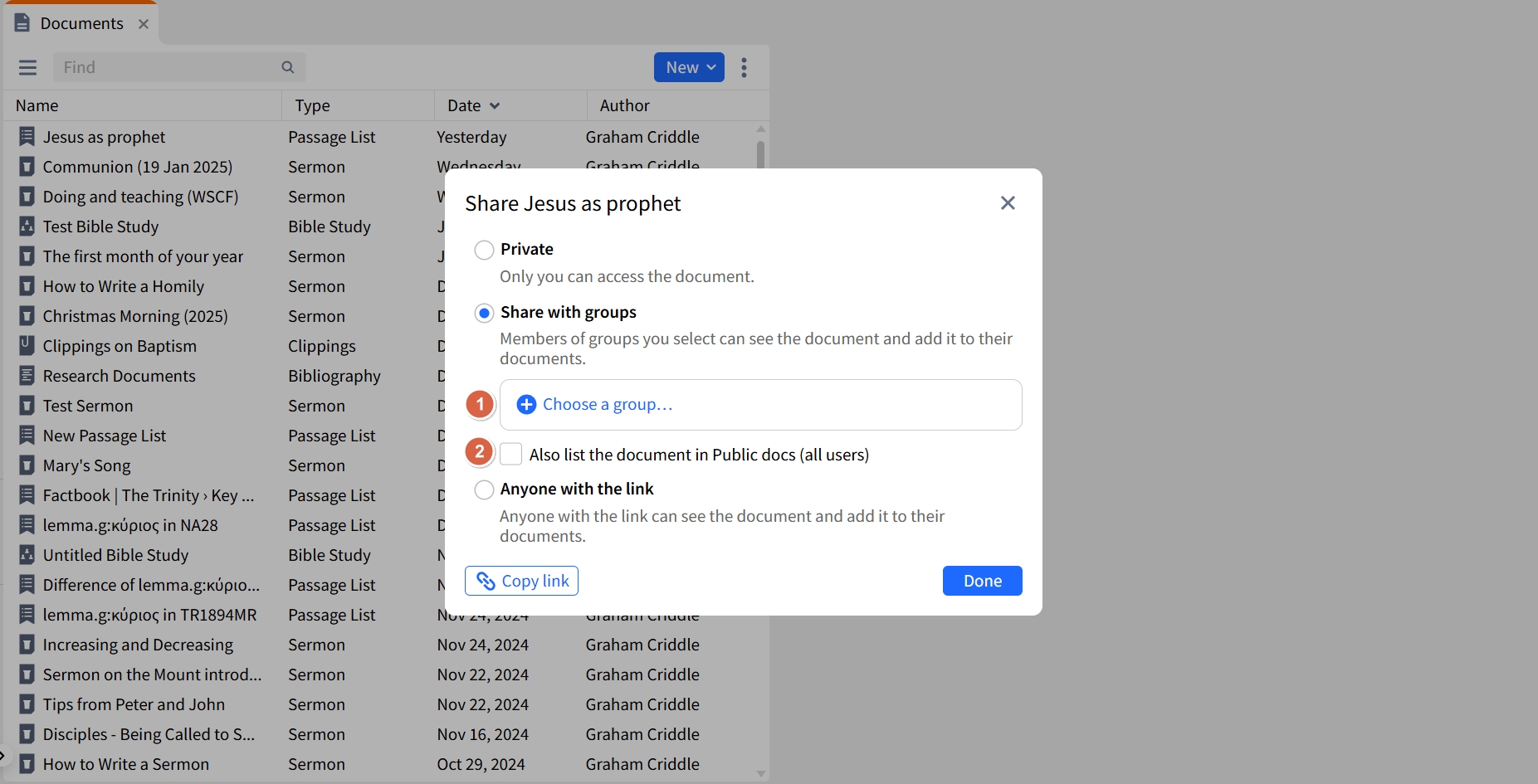 Specify Group Sharing (Web)