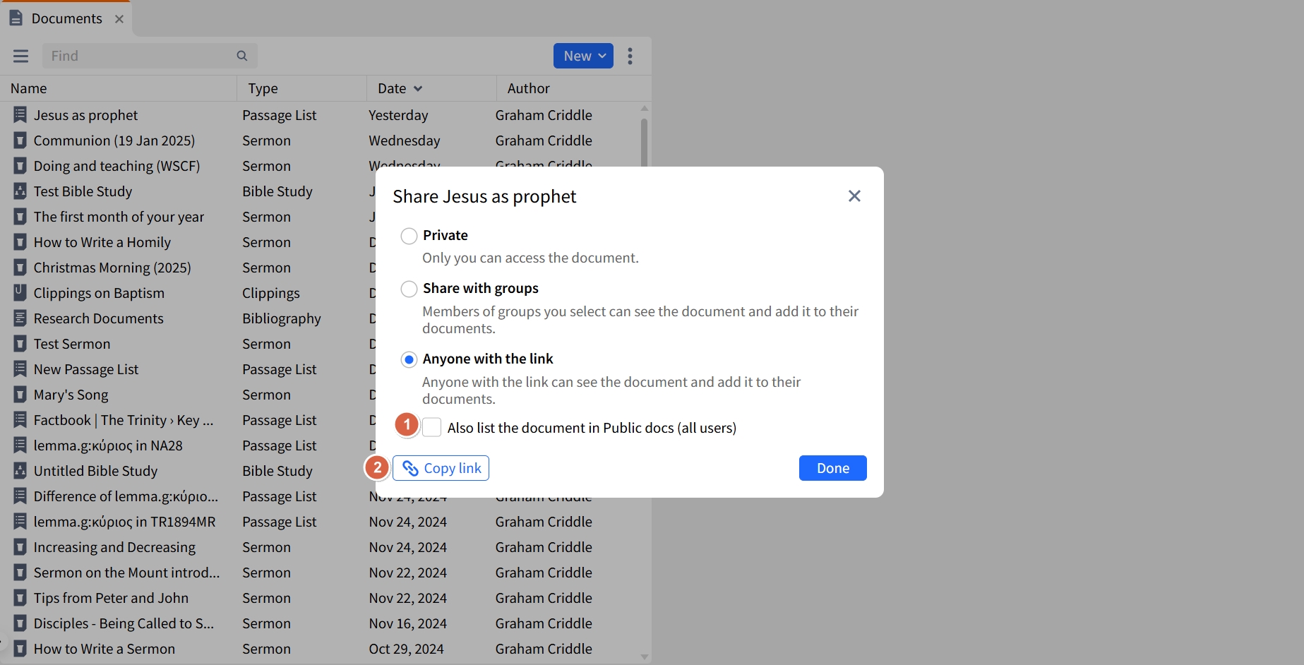 Specify Public Sharing (Web)
