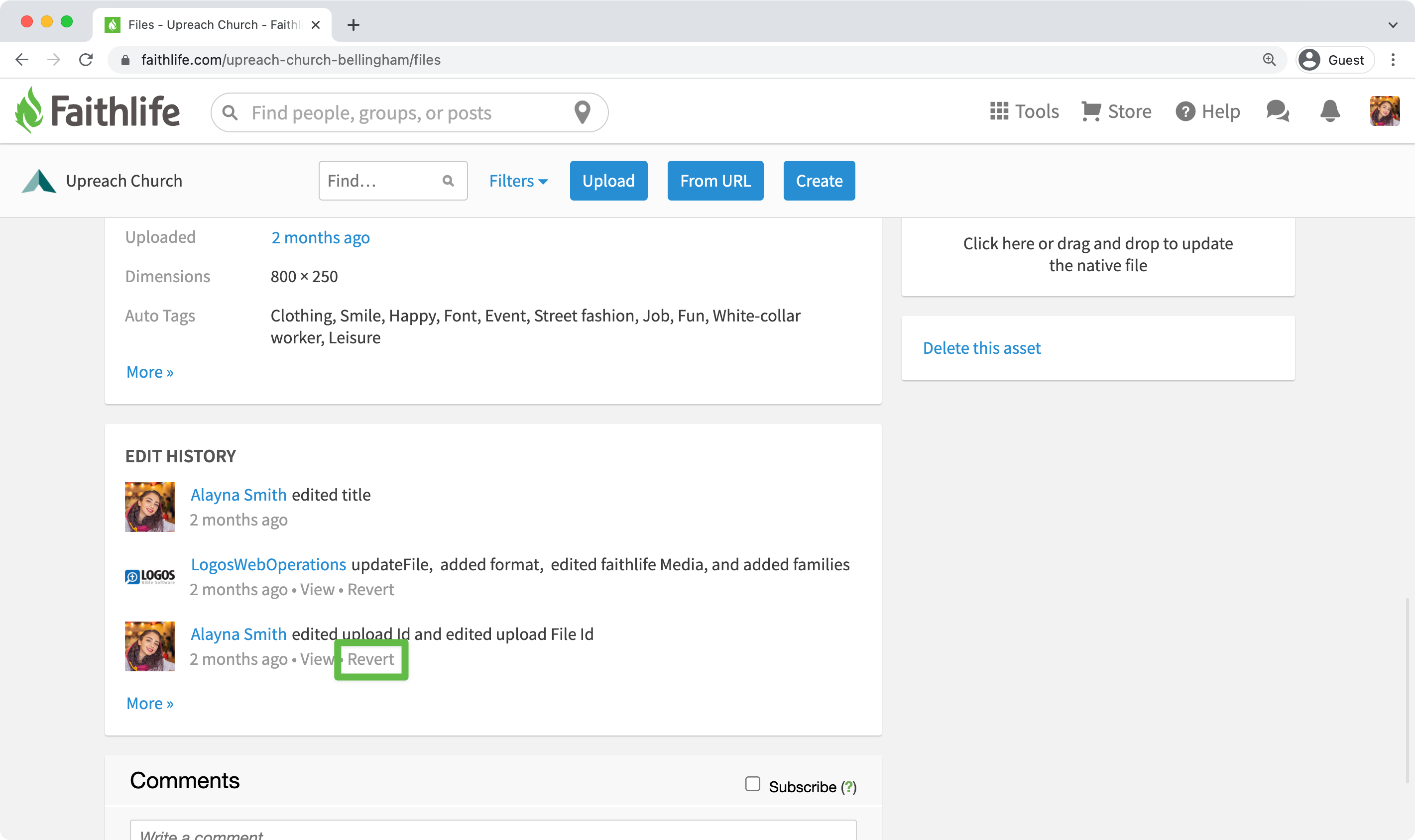 Revert file history