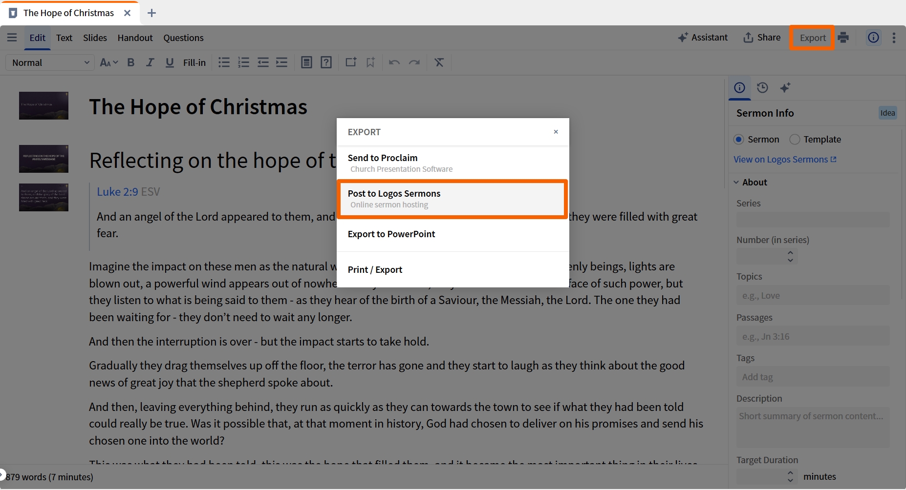 Post To Logos Sermons