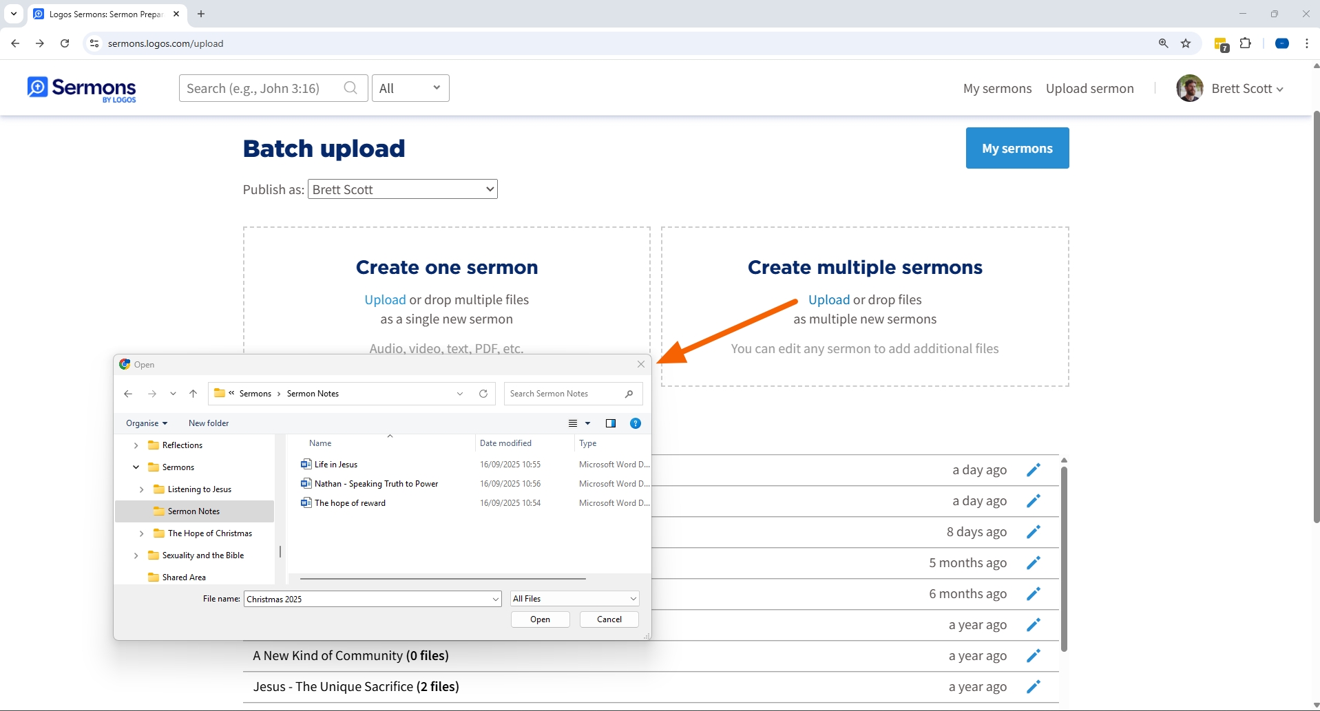 Batch Upload Multiple Files To Separate Sermons