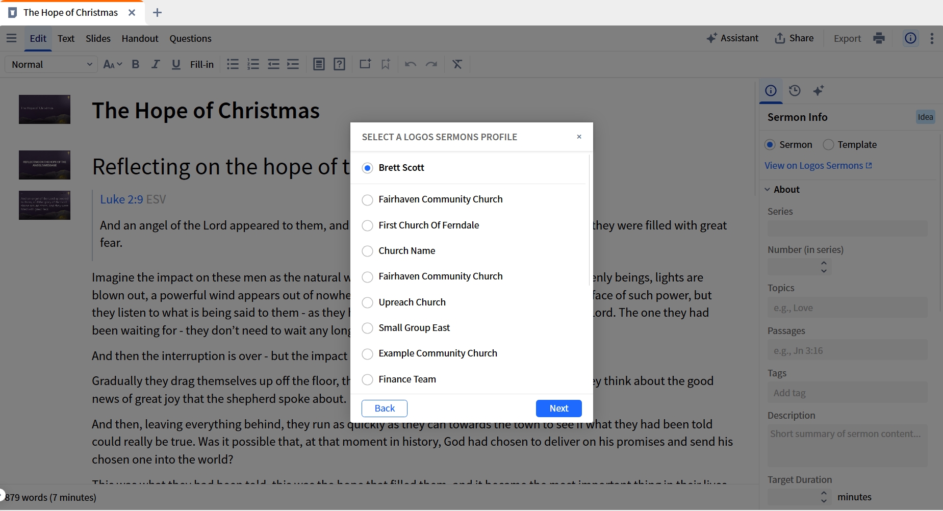 Post To Logos Sermons - Profile