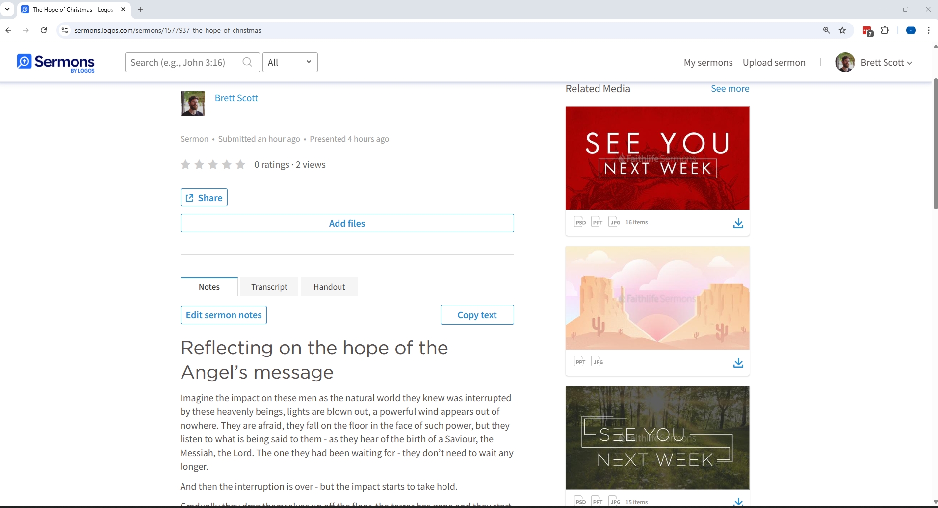 Logos Sermons - Uploaded Sermon With Notes