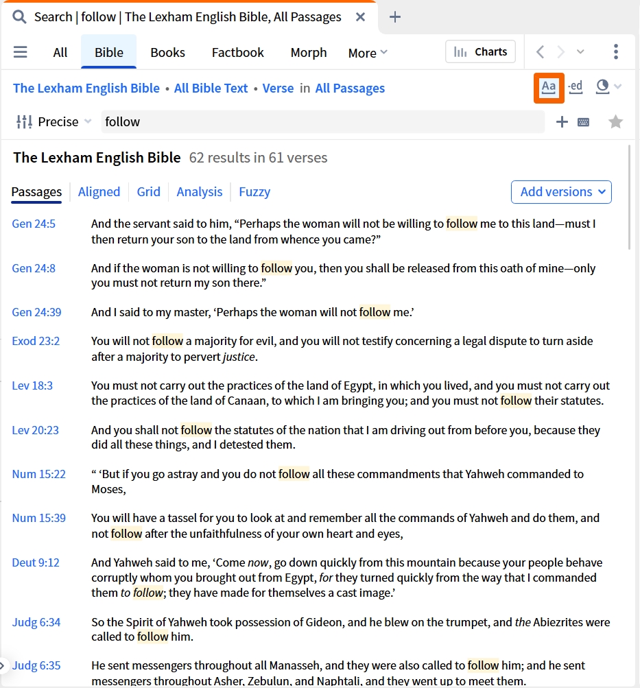 Single Word In Bible - Match Case