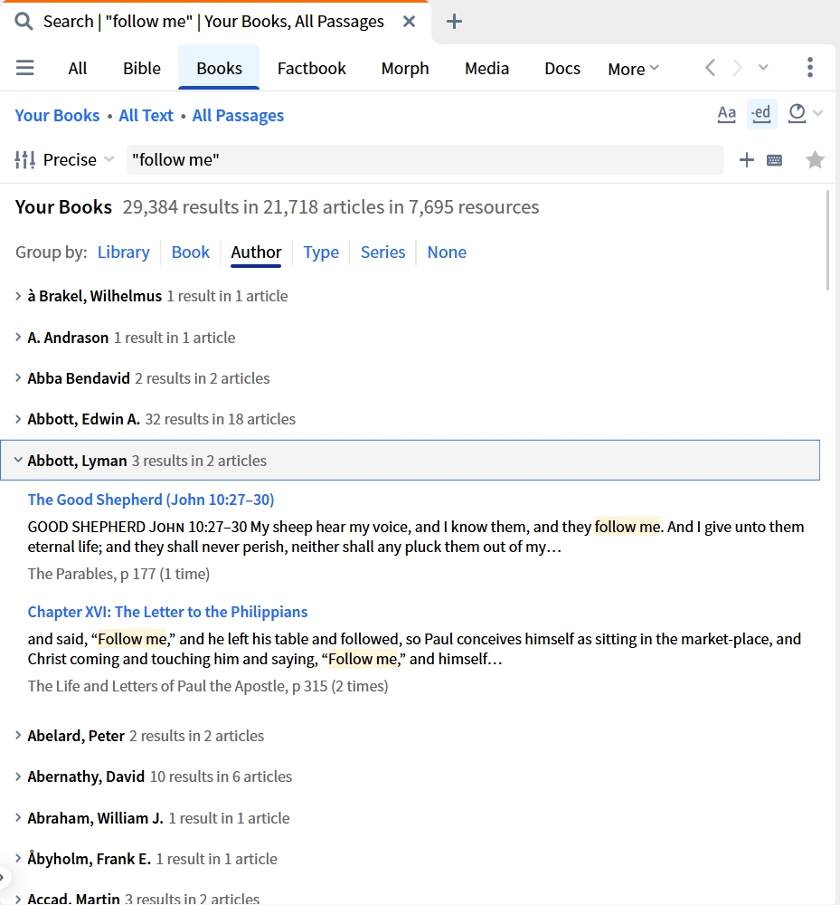 Searching Phrases By Author